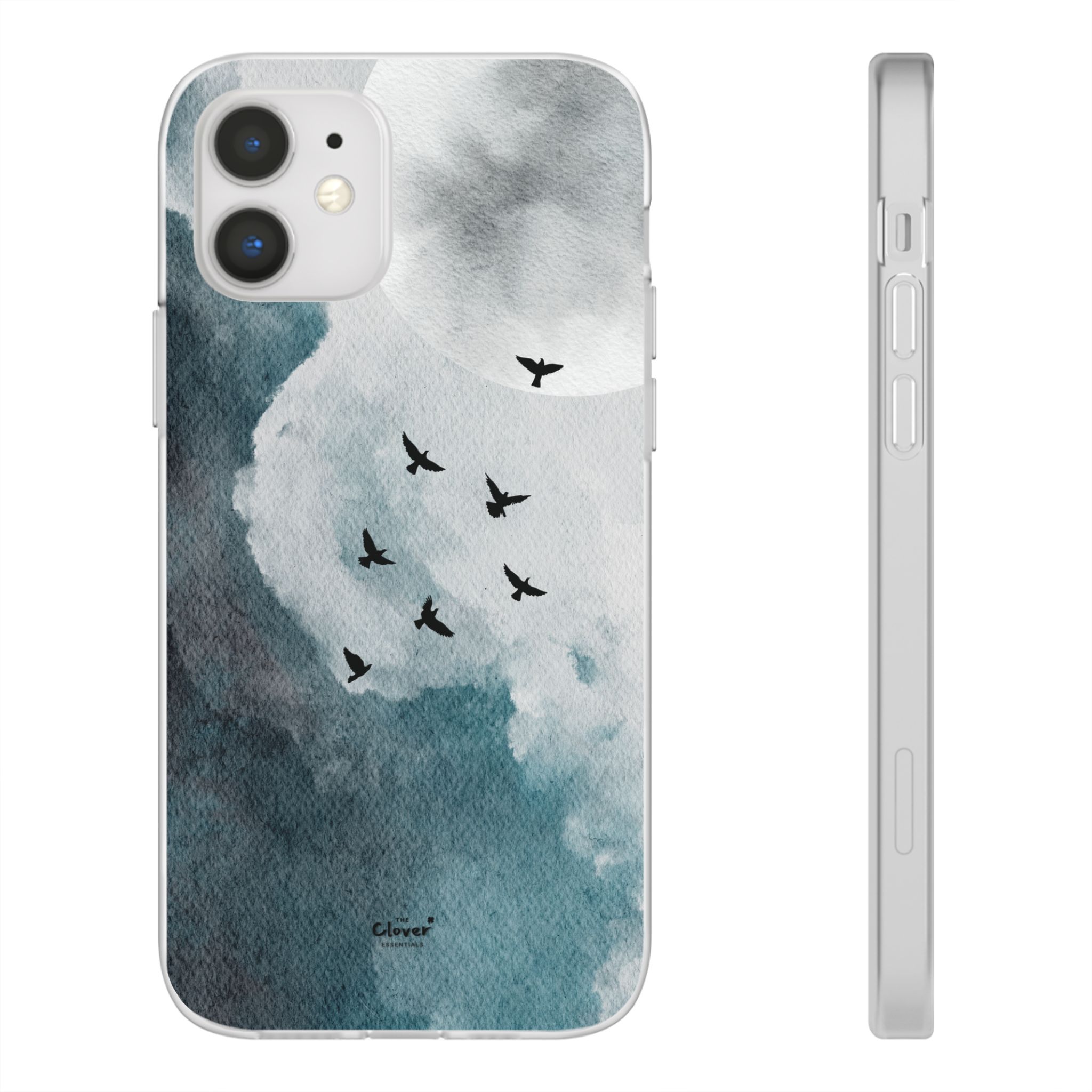 Enchanting Moon & Birds Flexi Case - Watercolor Sky Design - Image 25