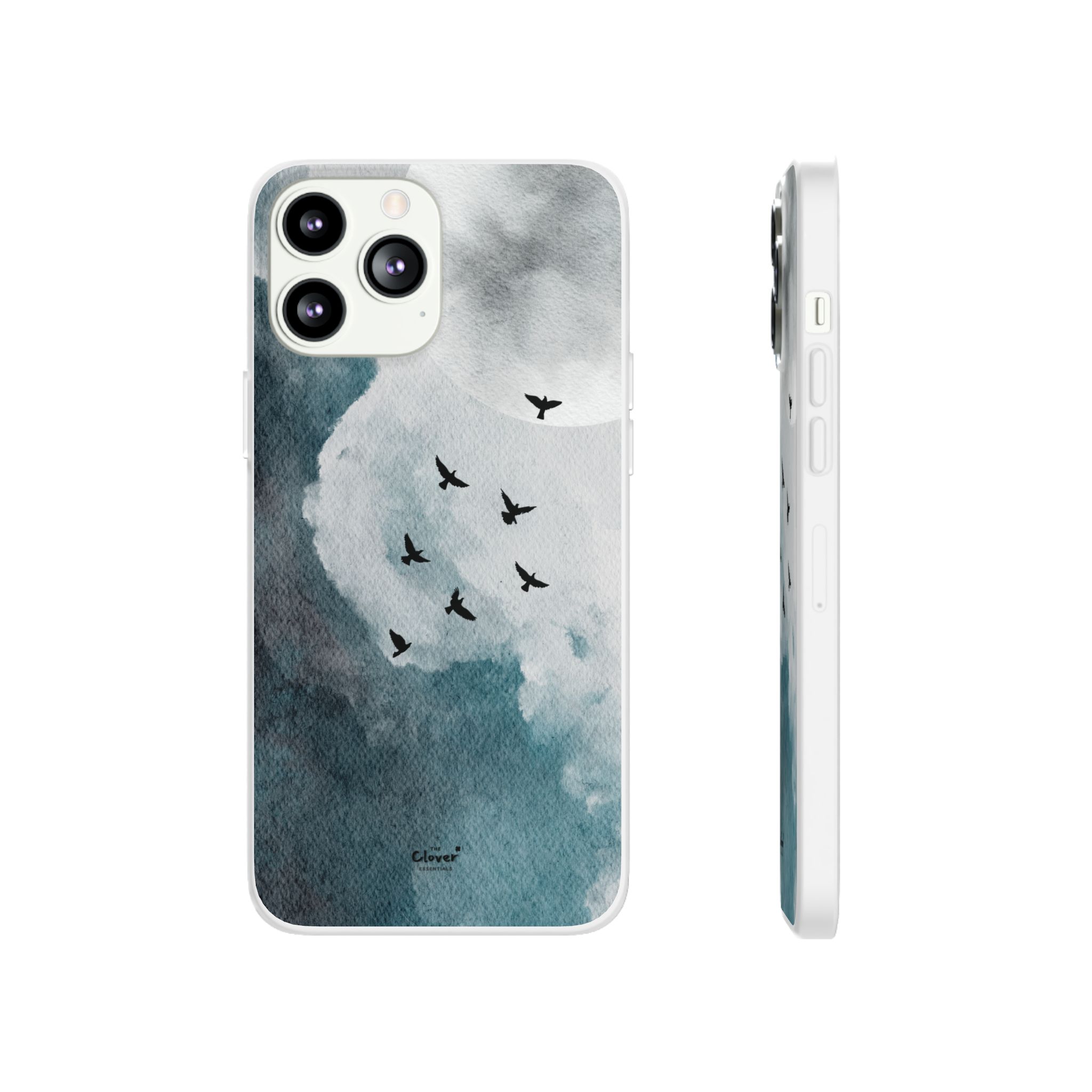 Enchanting Moon & Birds Flexi Case - Watercolor Sky Design - Image 90