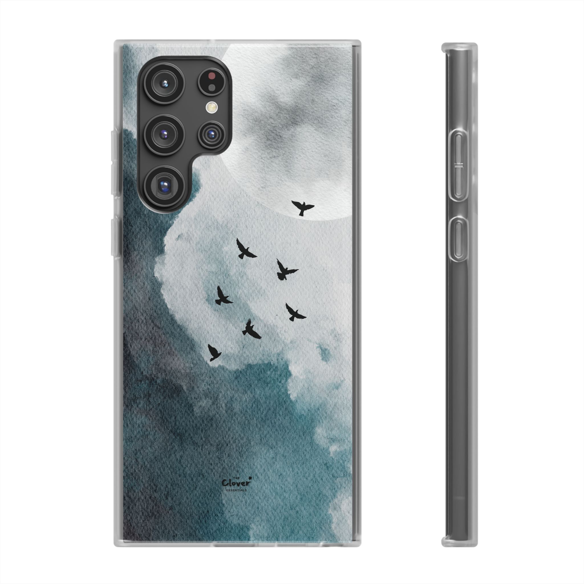 Enchanting Moon & Birds Flexi Case - Watercolor Sky Design - Image 141