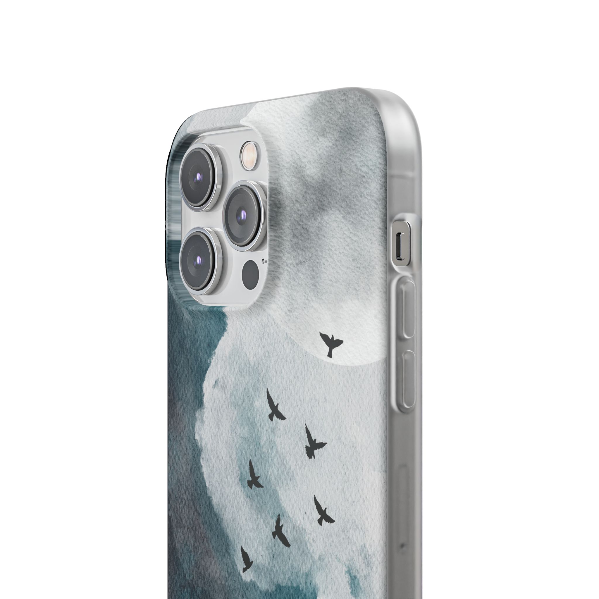 Enchanting Moon & Birds Flexi Case - Watercolor Sky Design - Image 185
