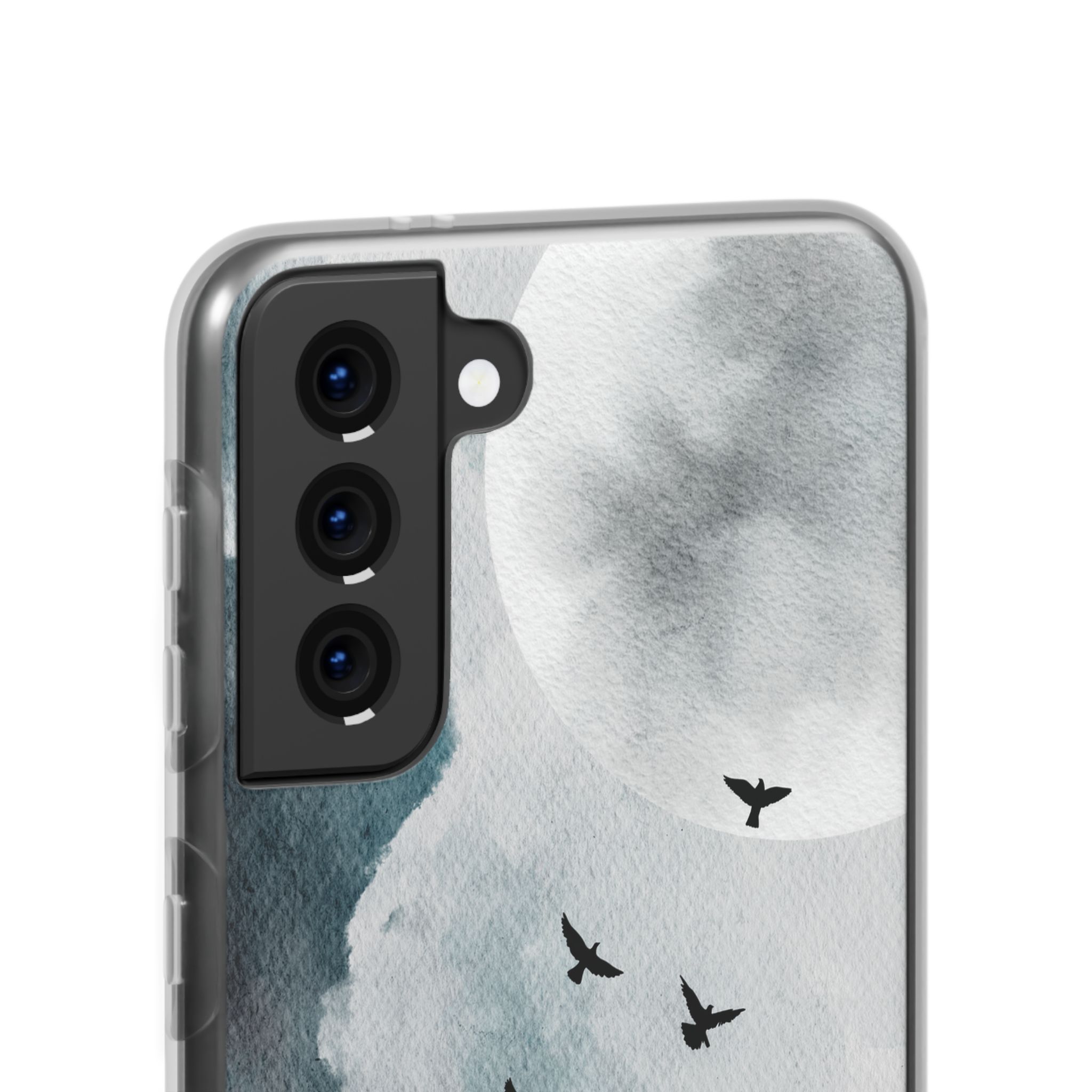 Enchanting Moon & Birds Flexi Case - Watercolor Sky Design - Image 116