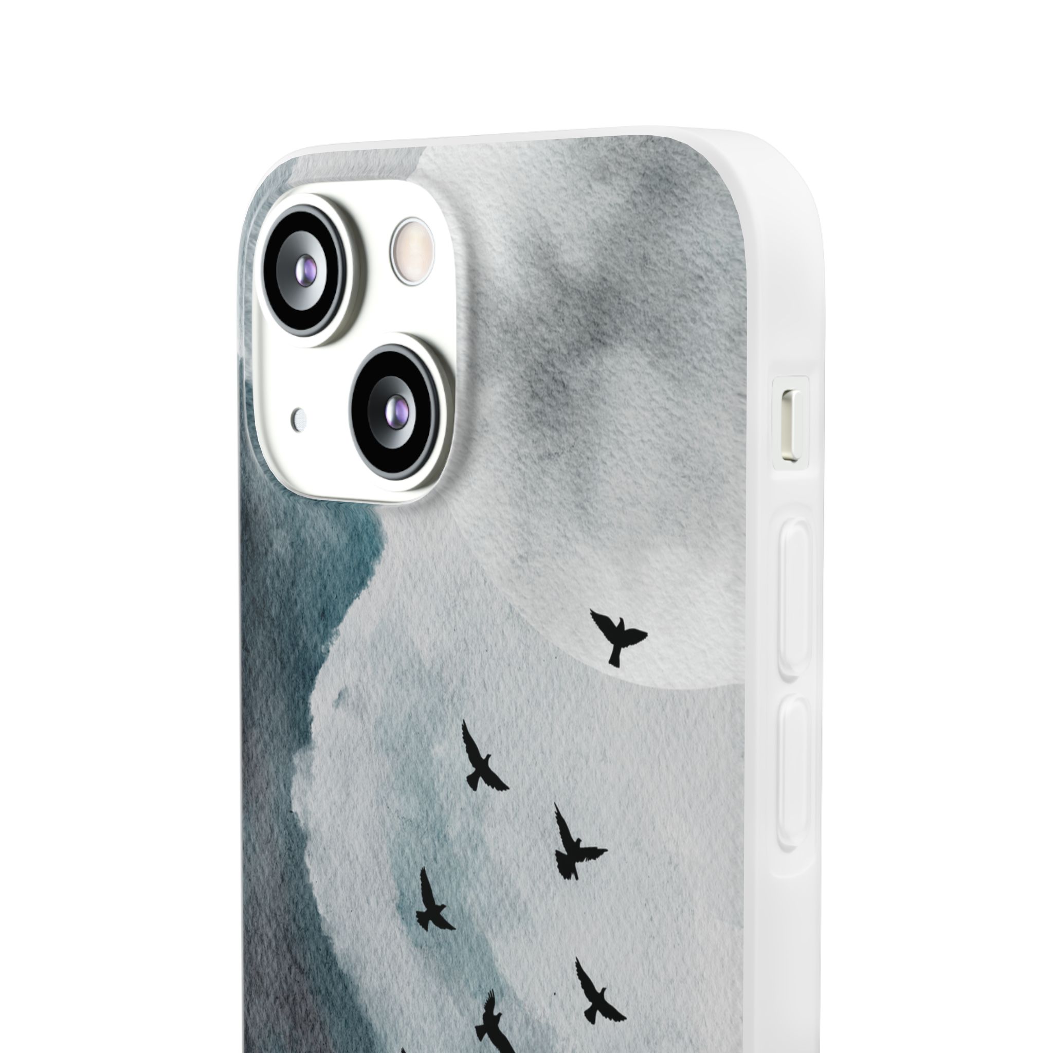 Enchanting Moon & Birds Flexi Case - Watercolor Sky Design - Image 87