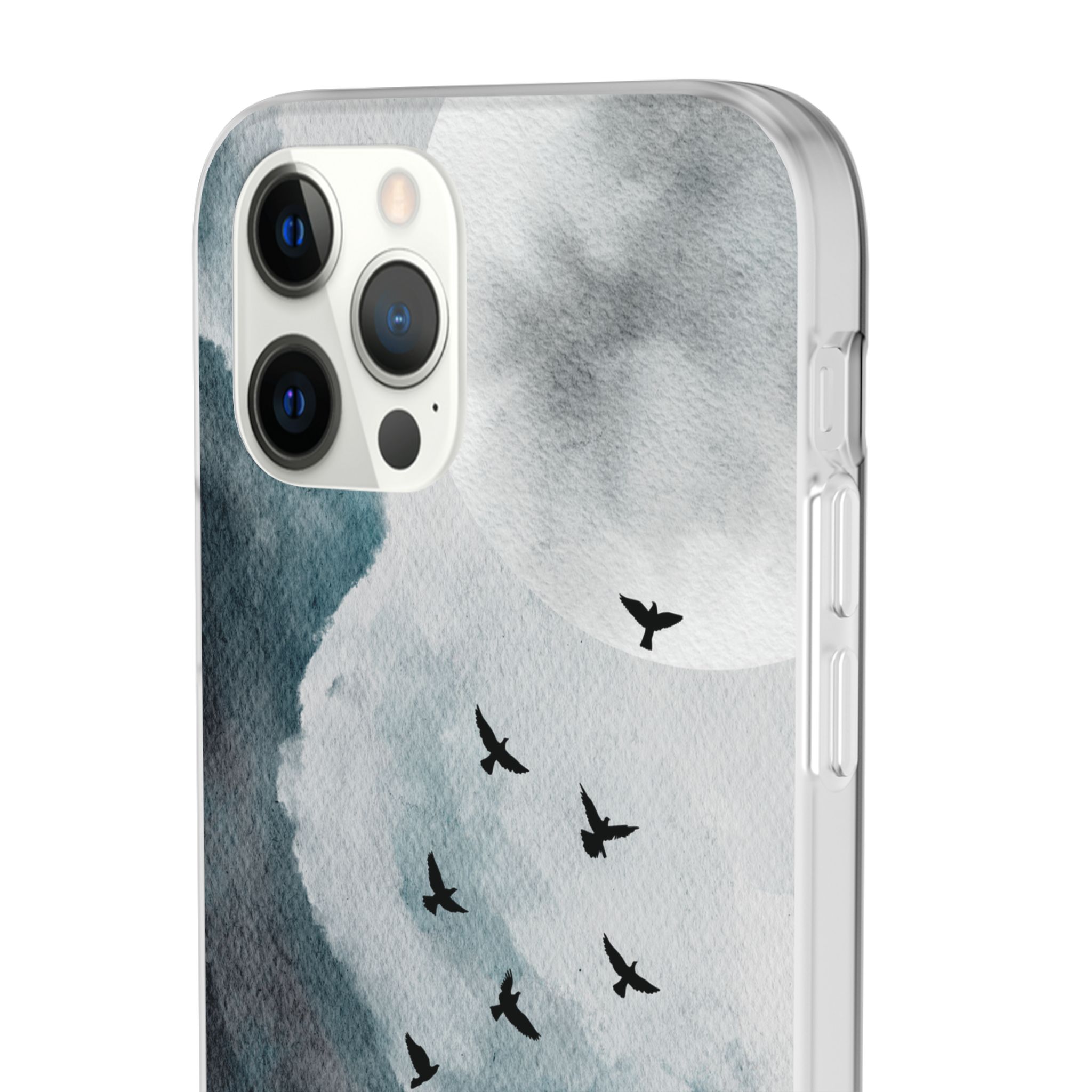 Enchanting Moon & Birds Flexi Case - Watercolor Sky Design - Image 29