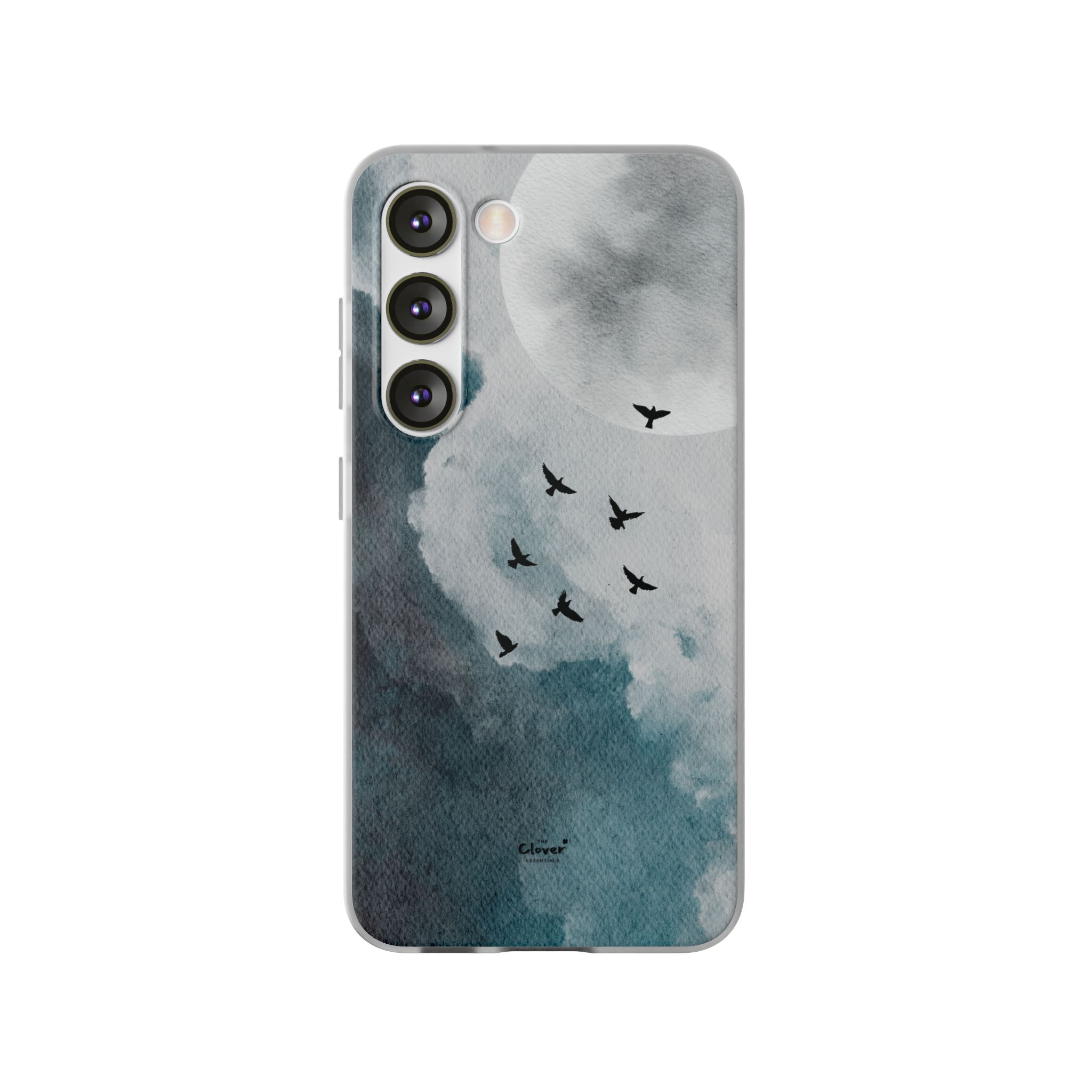 Enchanting Moon & Birds Flexi Case - Watercolor Sky Design - Image 188