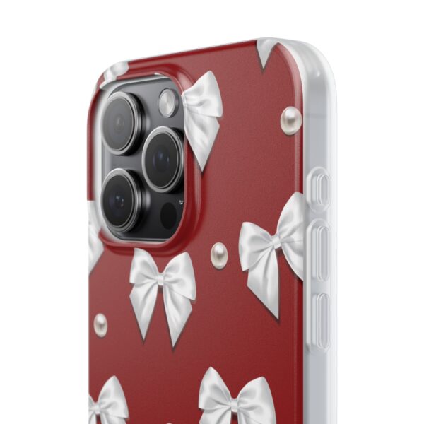 Flexi Case - Elegant Pearl & Bow Red Flexi Case - Holiday Gift for Fashion Lovers - Image 210