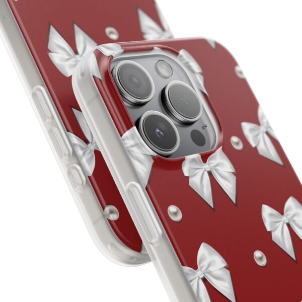 Flexi Case - Elegant Pearl & Bow Red Flexi Case - Holiday Gift for Fashion Lovers - Image 201
