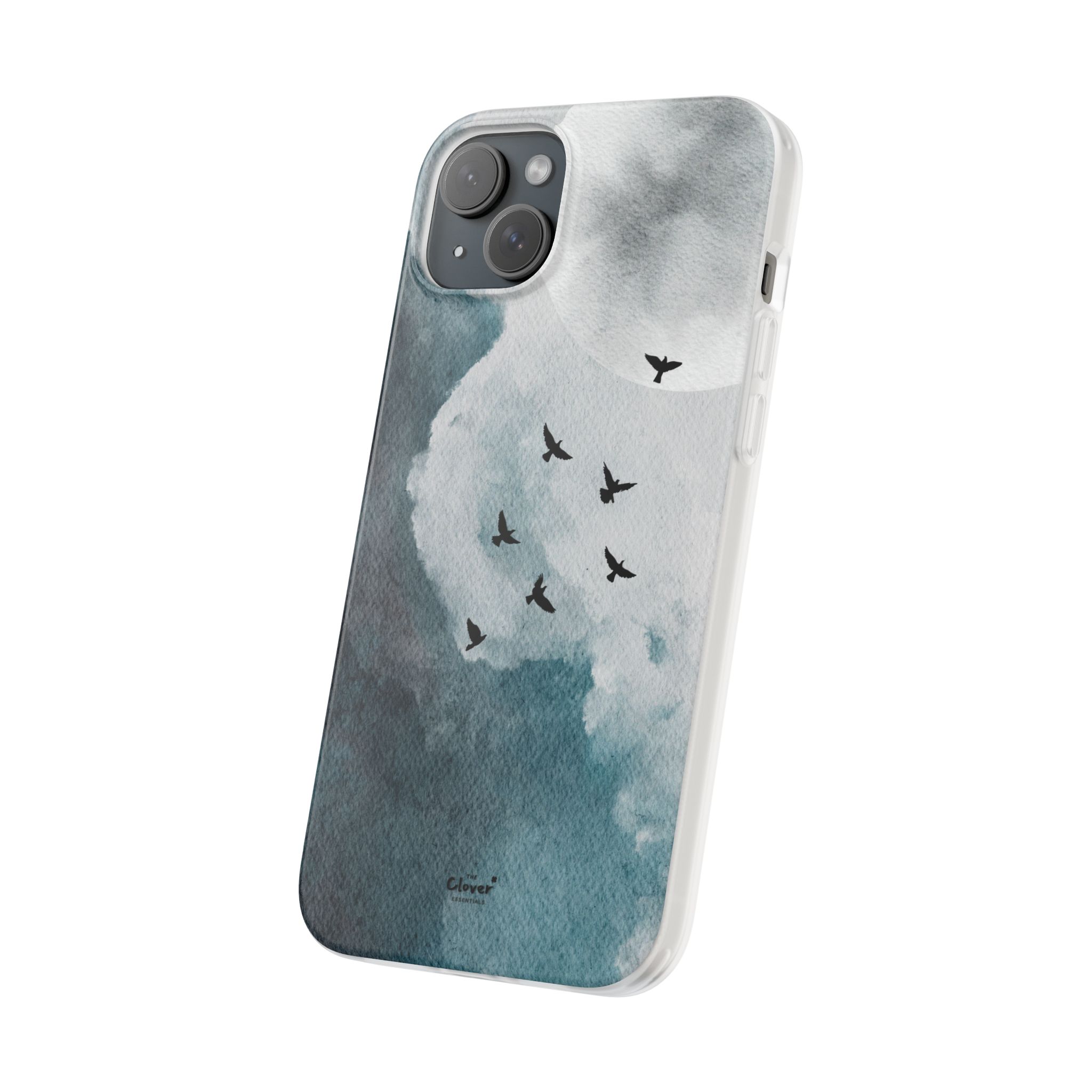 Enchanting Moon & Birds Flexi Case - Watercolor Sky Design - Image 209