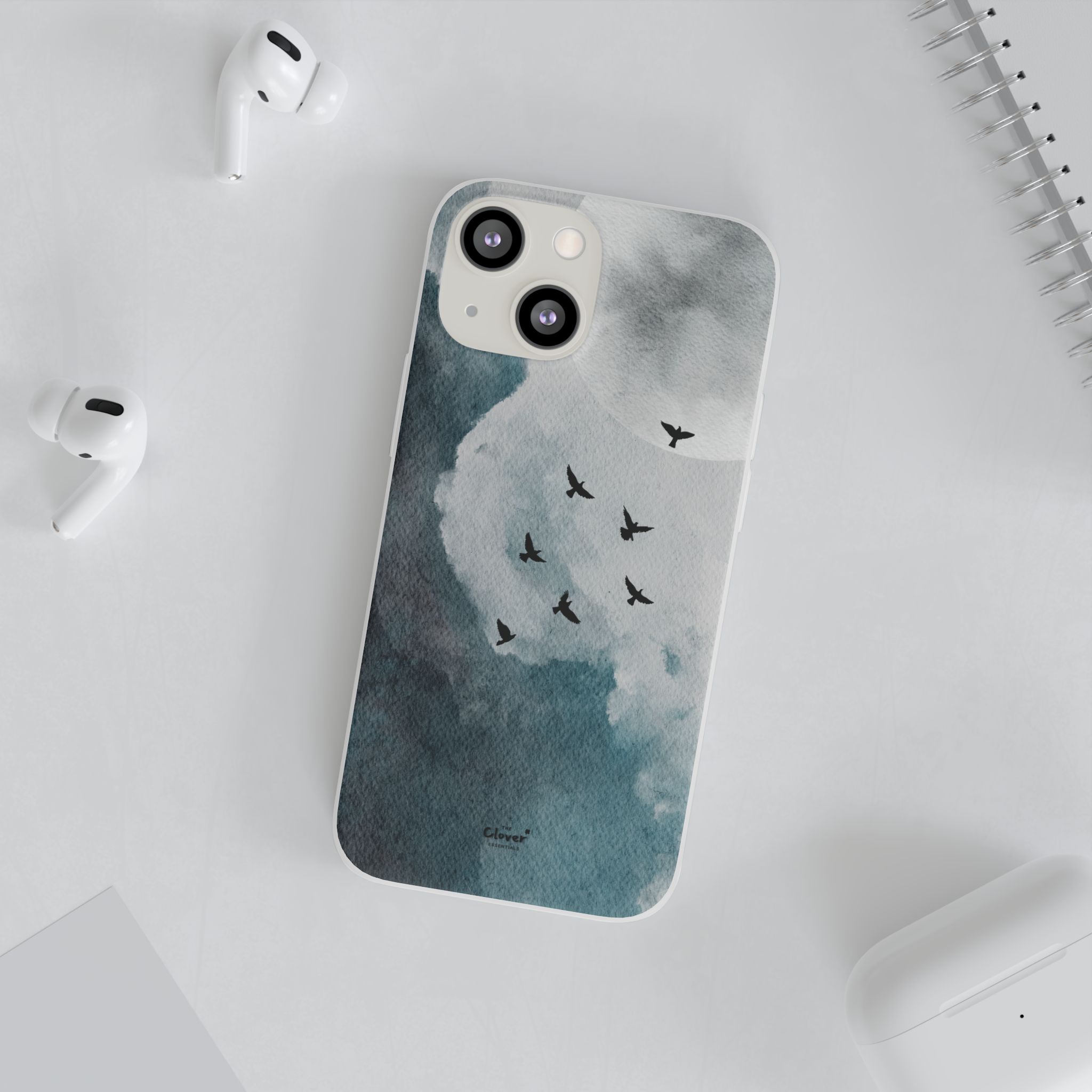 Enchanting Moon & Birds Flexi Case - Watercolor Sky Design - Image 79