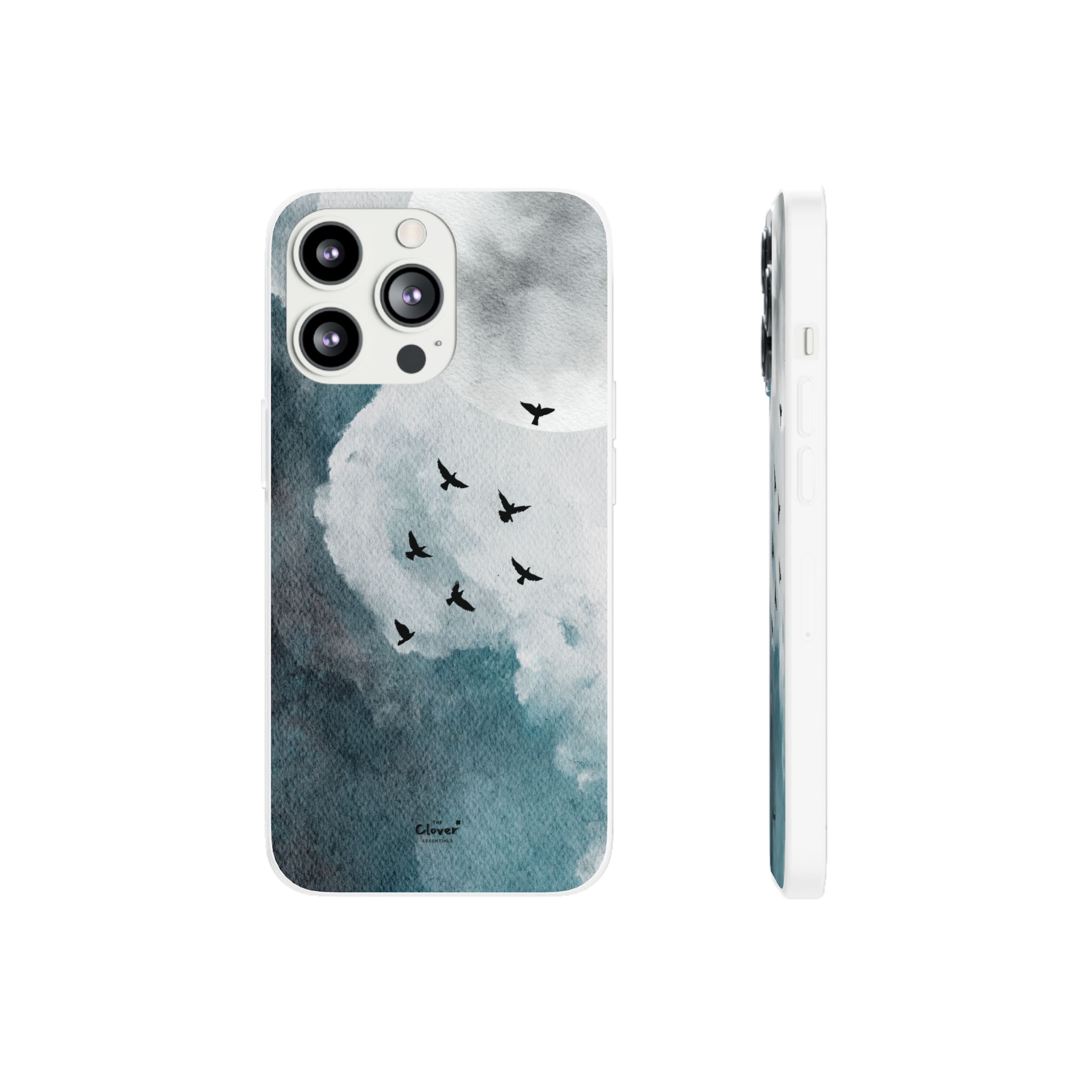 Enchanting Moon & Birds Flexi Case - Watercolor Sky Design - Image 94