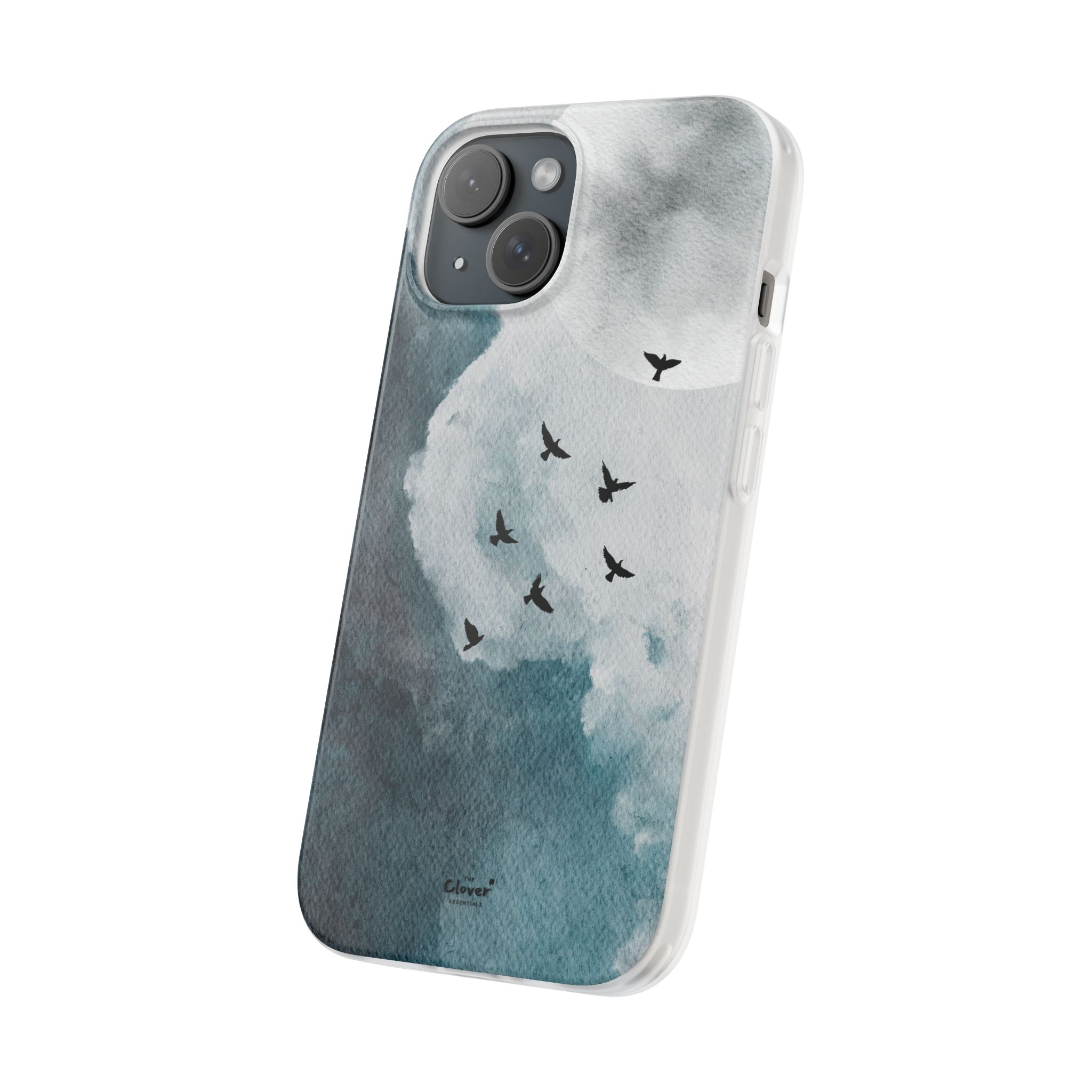 Enchanting Moon & Birds Flexi Case - Watercolor Sky Design - Image 217