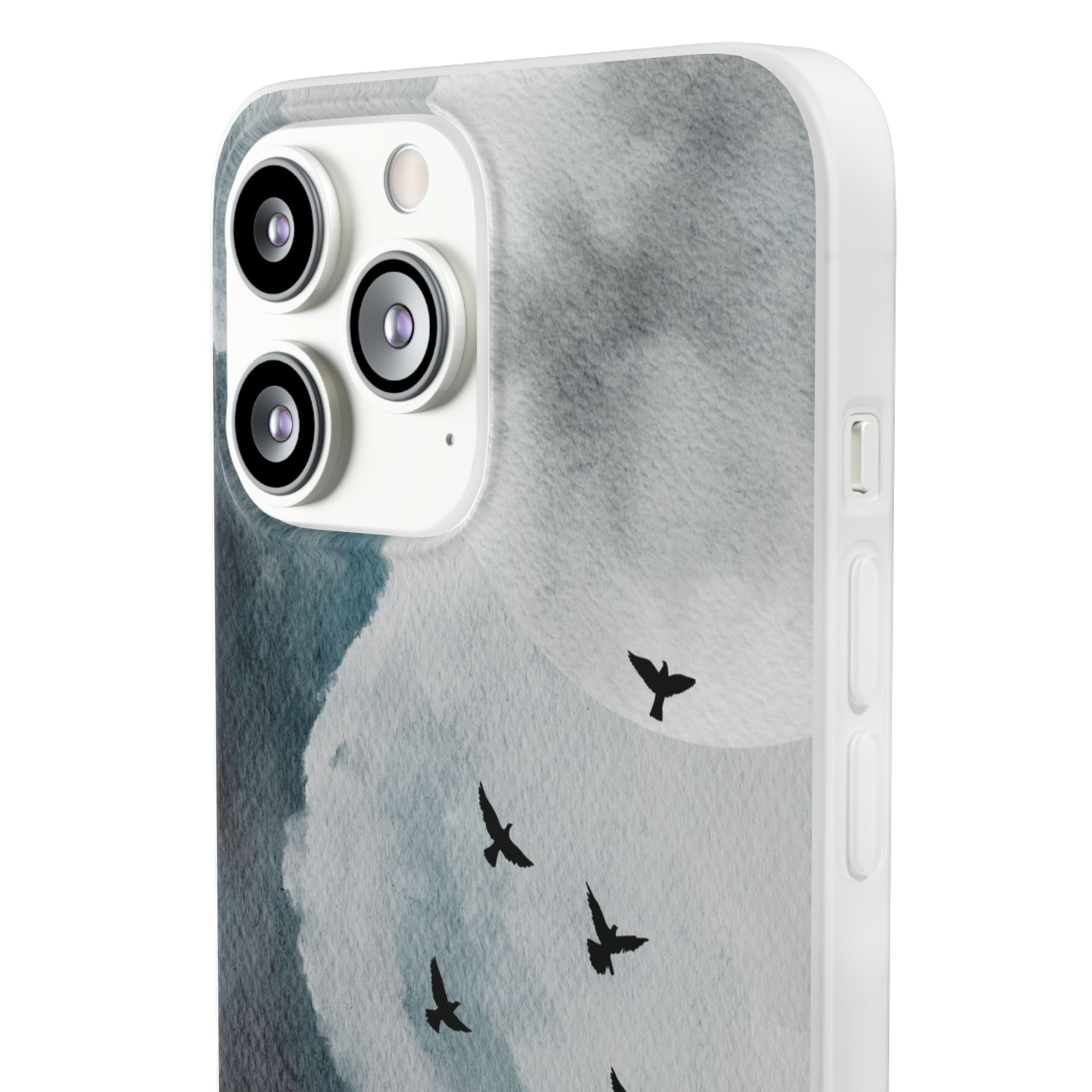 Enchanting Moon & Birds Flexi Case - Watercolor Sky Design - Image 84