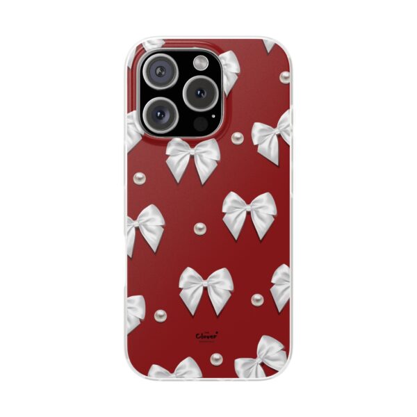 Flexi Case - Elegant Pearl & Bow Red Flexi Case - Holiday Gift for Fashion Lovers - Image 211