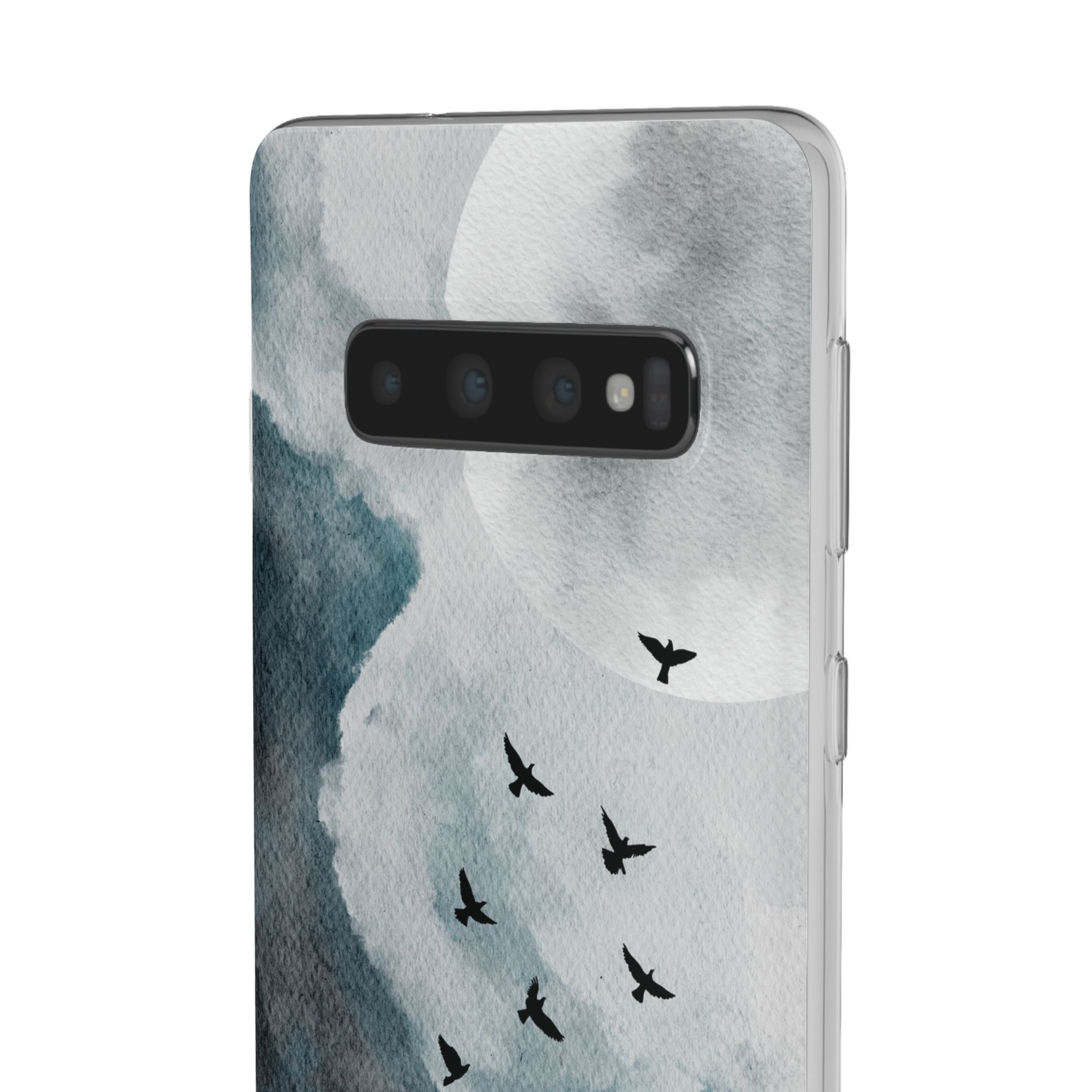 Enchanting Moon & Birds Flexi Case - Watercolor Sky Design - Image 67