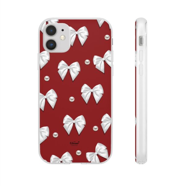 Flexi Case - Elegant Pearl & Bow Red Flexi Case - Holiday Gift for Fashion Lovers - Image 4
