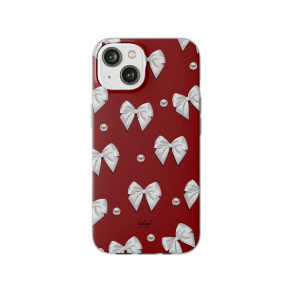 Flexi Case - Elegant Pearl & Bow Red Flexi Case - Holiday Gift for Fashion Lovers - Image 151