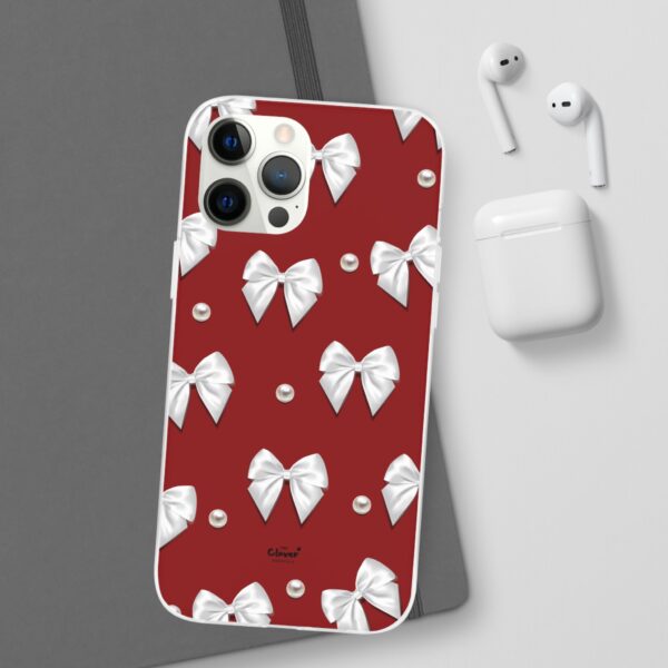Flexi Case - Elegant Pearl & Bow Red Flexi Case - Holiday Gift for Fashion Lovers - Image 24