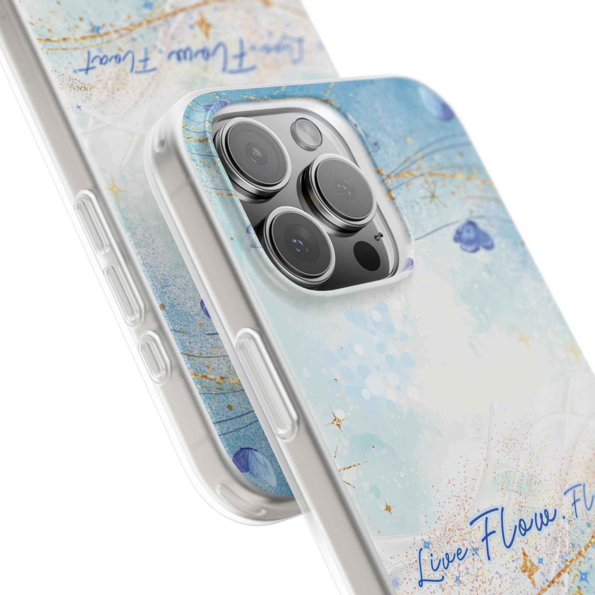 "Live. Flow. Float." — Serene Butterfly Flexi Phone Case - Image 2