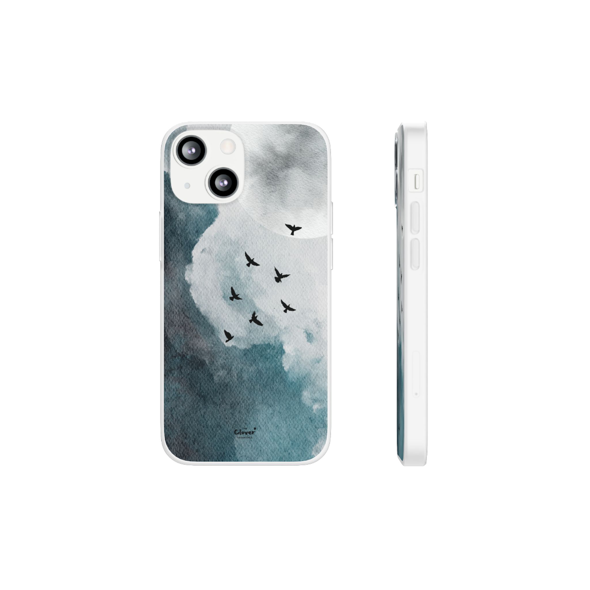 Enchanting Moon & Birds Flexi Case - Watercolor Sky Design - Image 86