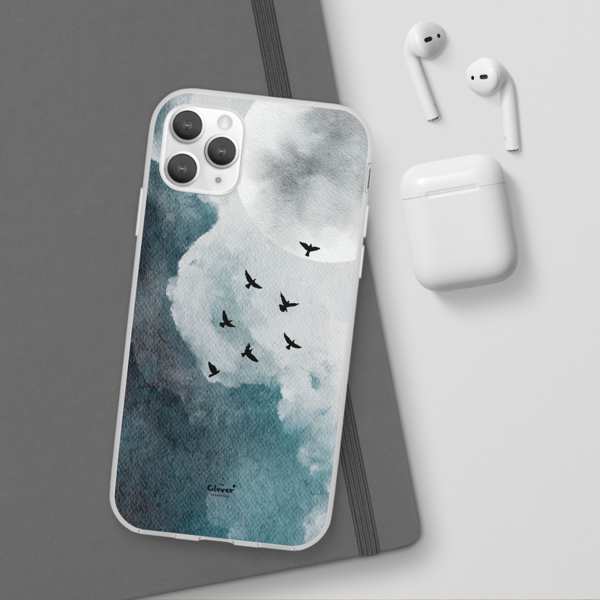 Enchanting Moon & Birds Flexi Case - Watercolor Sky Design - Image 40