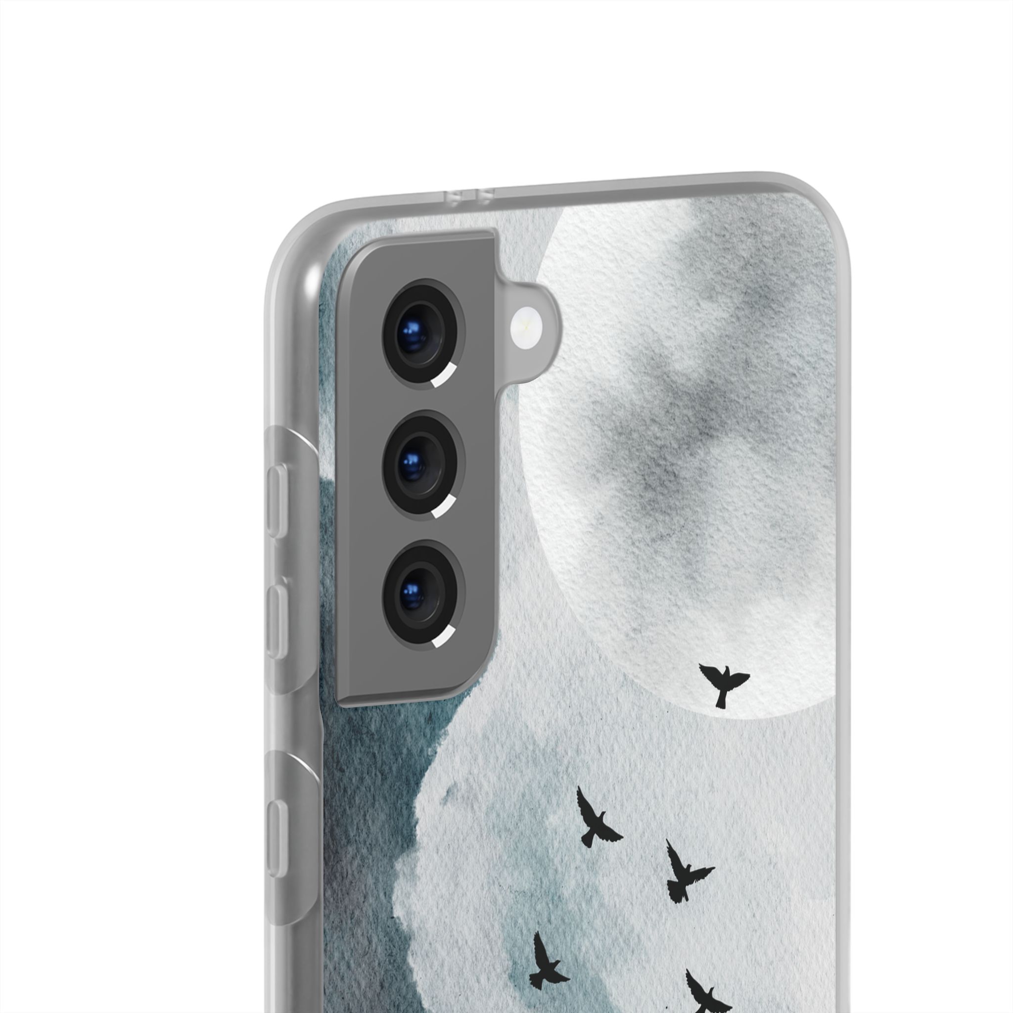 Enchanting Moon & Birds Flexi Case - Watercolor Sky Design - Image 112