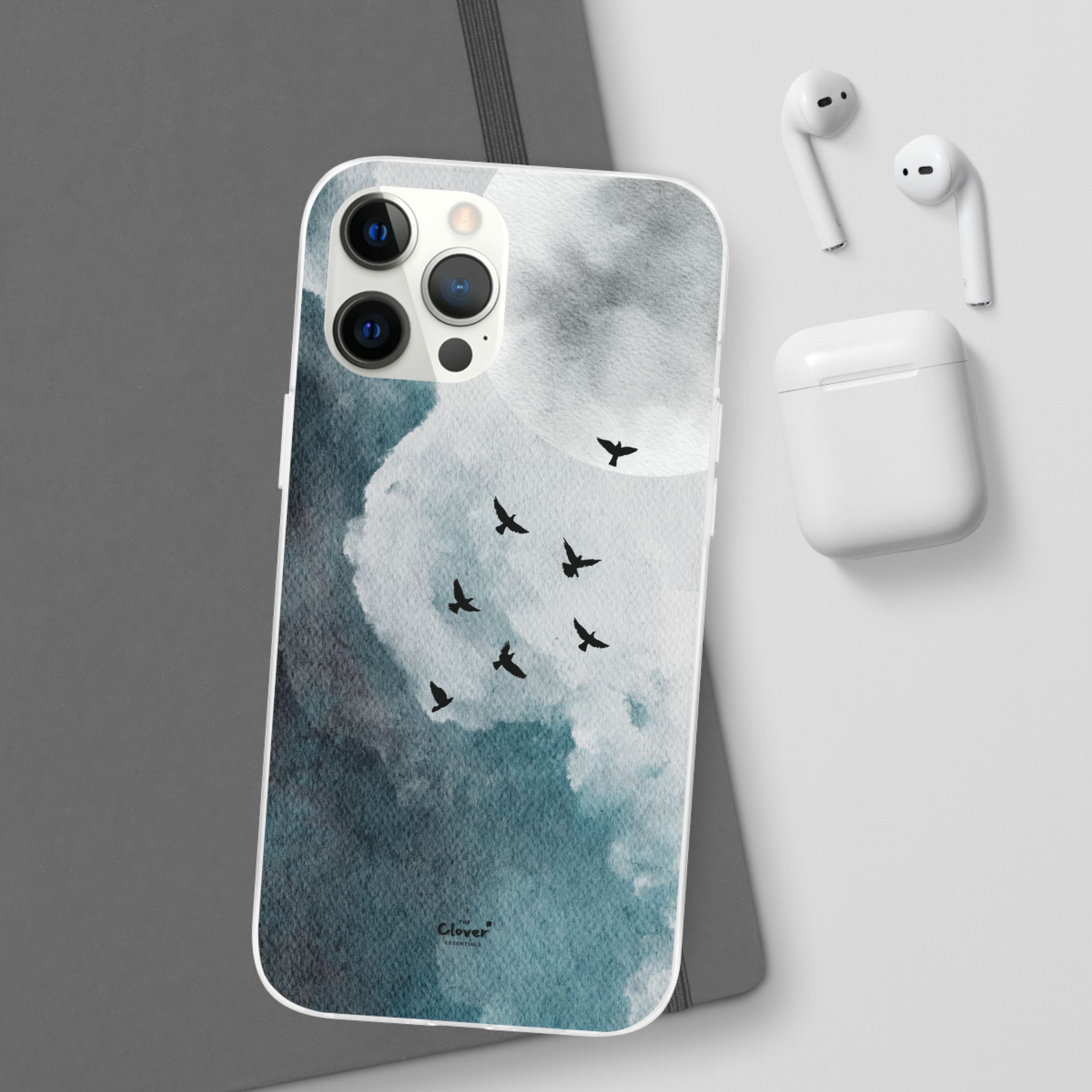 Enchanting Moon & Birds Flexi Case - Watercolor Sky Design - Image 33