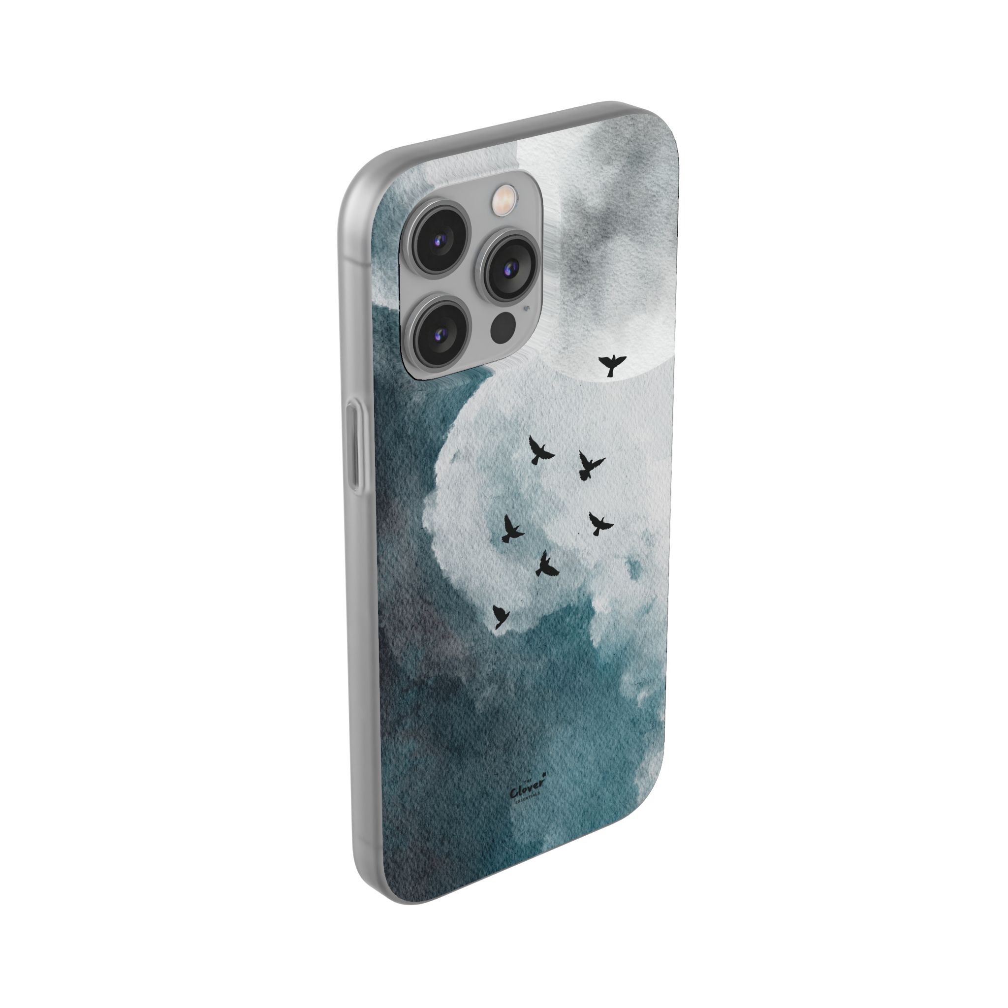 Enchanting Moon & Birds Flexi Case - Watercolor Sky Design - Image 158
