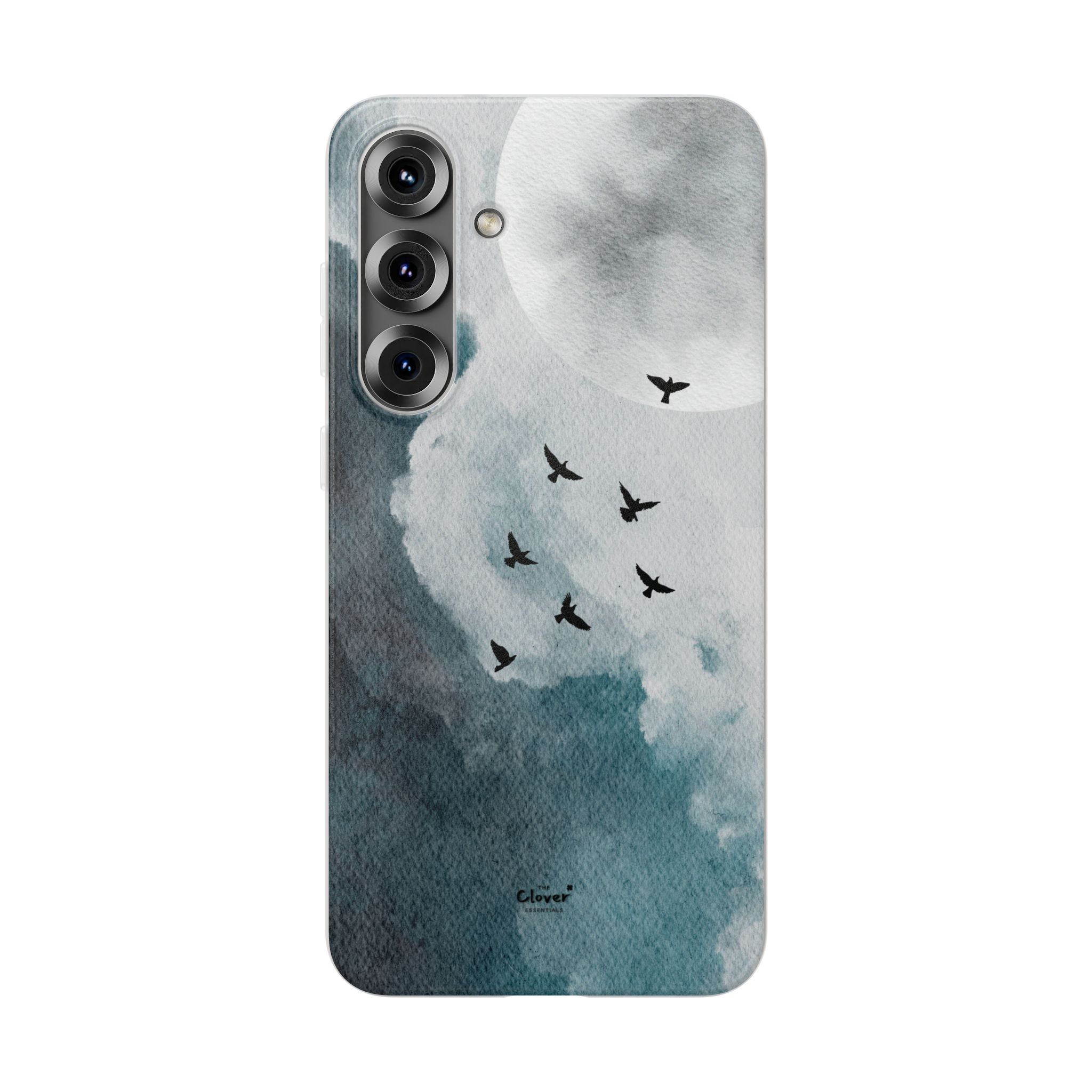Enchanting Moon & Birds Flexi Case - Watercolor Sky Design - Image 242