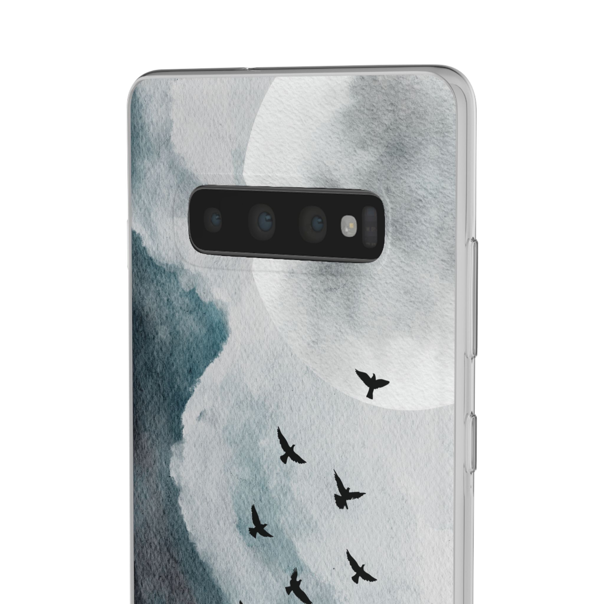 Enchanting Moon & Birds Flexi Case - Watercolor Sky Design - Image 11