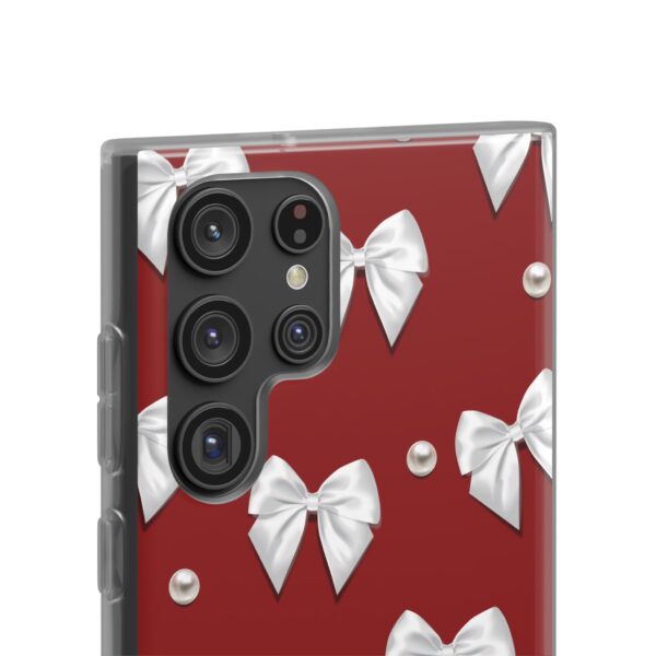 Flexi Case - Elegant Pearl & Bow Red Flexi Case - Holiday Gift for Fashion Lovers - Image 111
