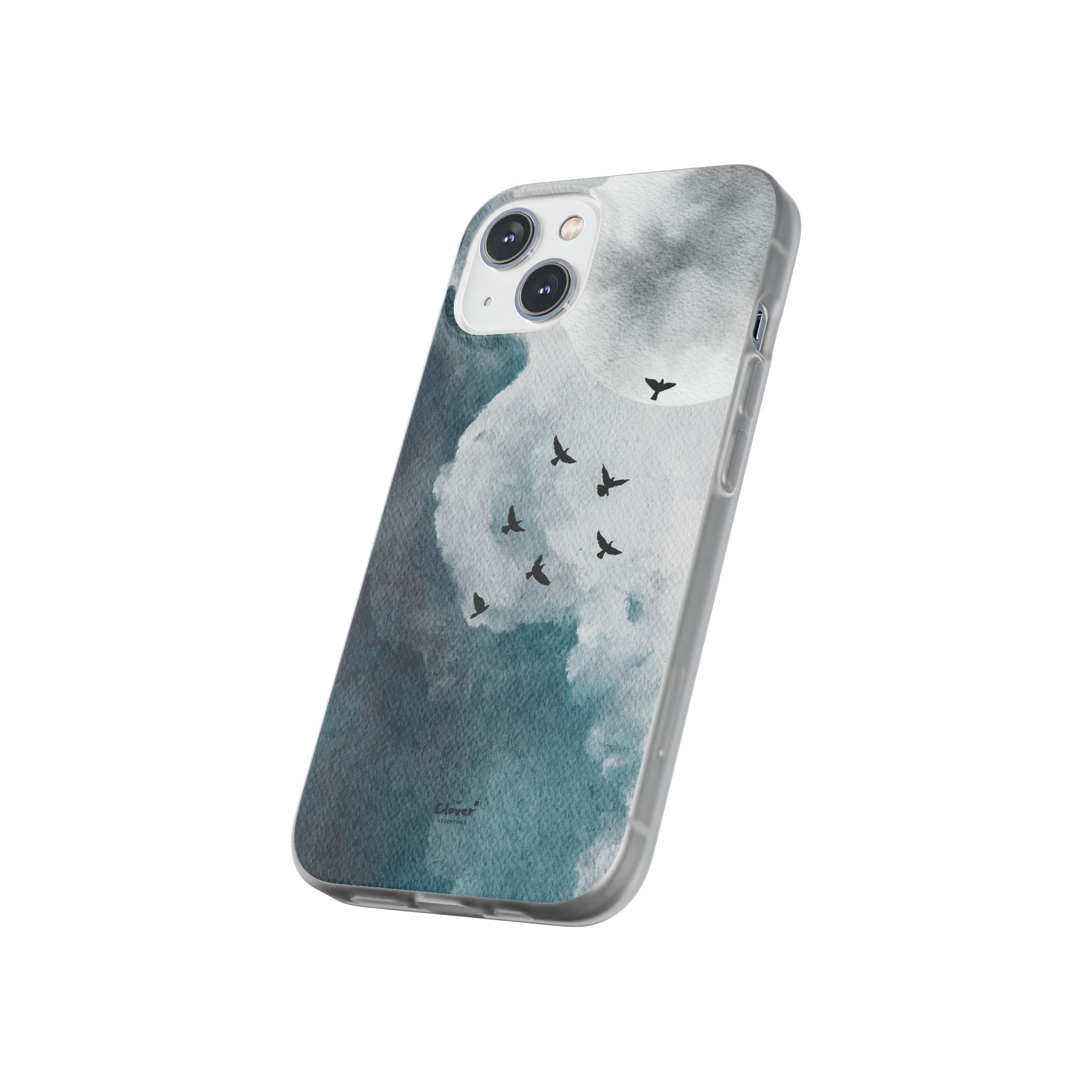 Enchanting Moon & Birds Flexi Case - Watercolor Sky Design - Image 147