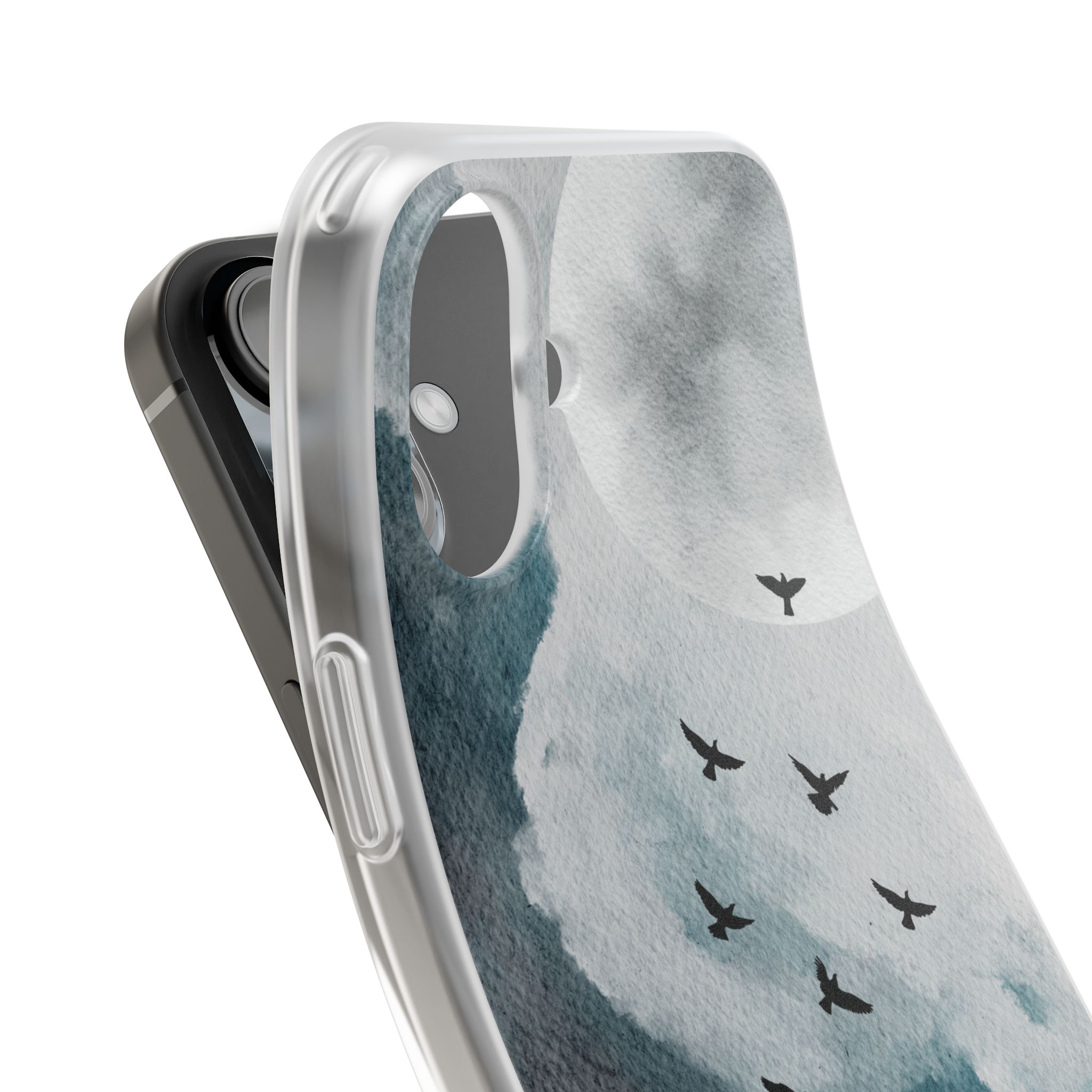 Enchanting Moon & Birds Flexi Case - Watercolor Sky Design - Image 240