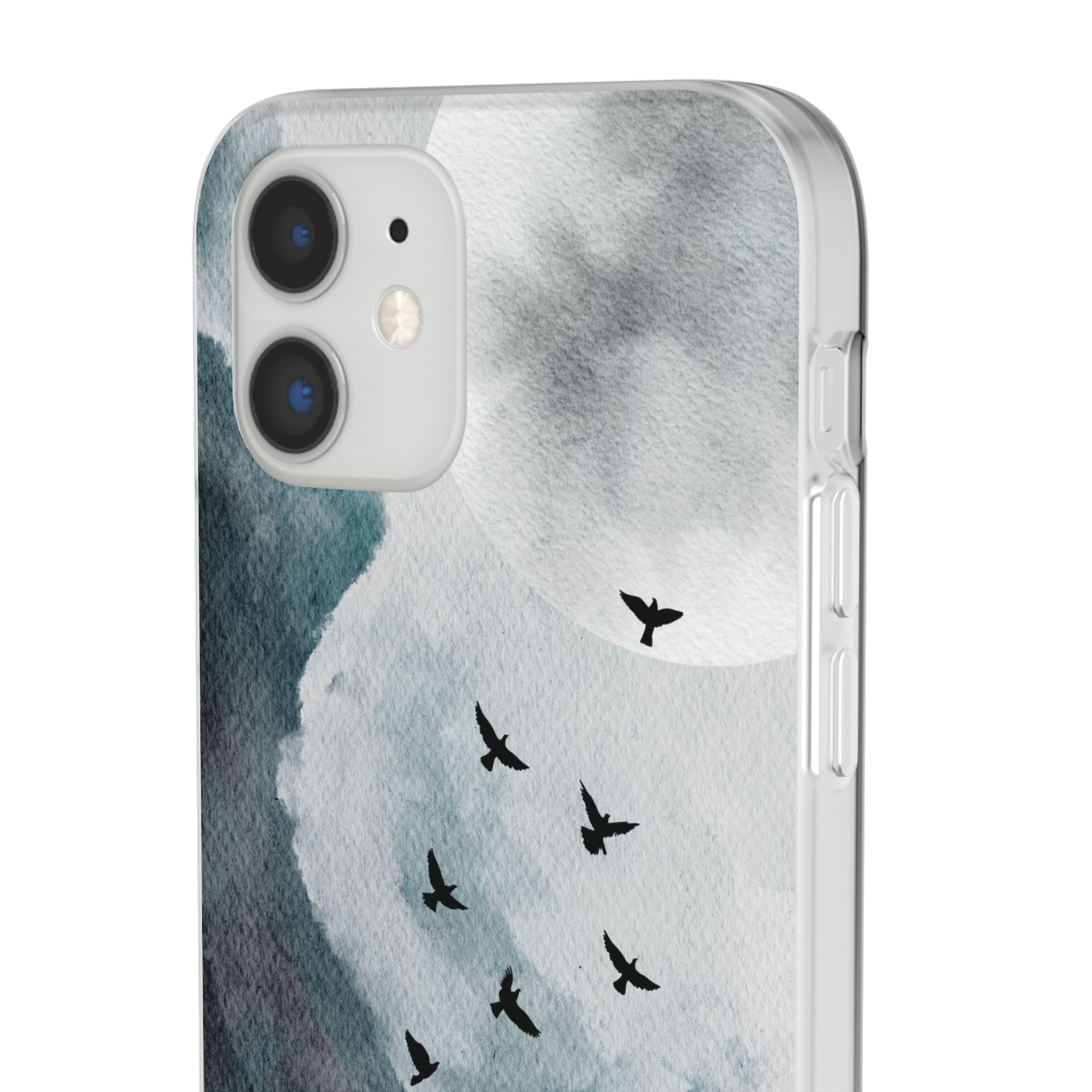 Enchanting Moon & Birds Flexi Case - Watercolor Sky Design - Image 26