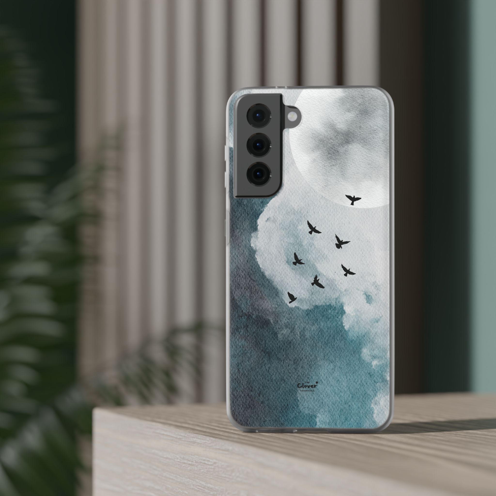 Enchanting Moon & Birds Flexi Case - Watercolor Sky Design - Image 113