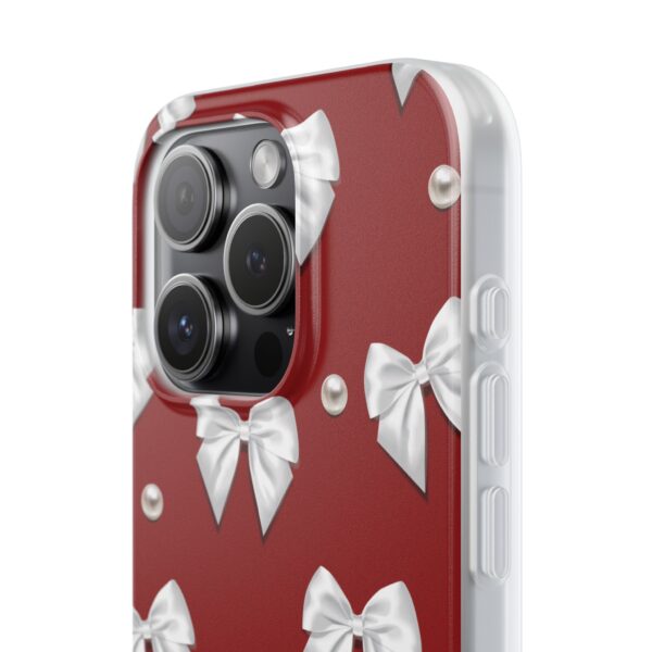 Flexi Case - Elegant Pearl & Bow Red Flexi Case - Holiday Gift for Fashion Lovers - Image 202
