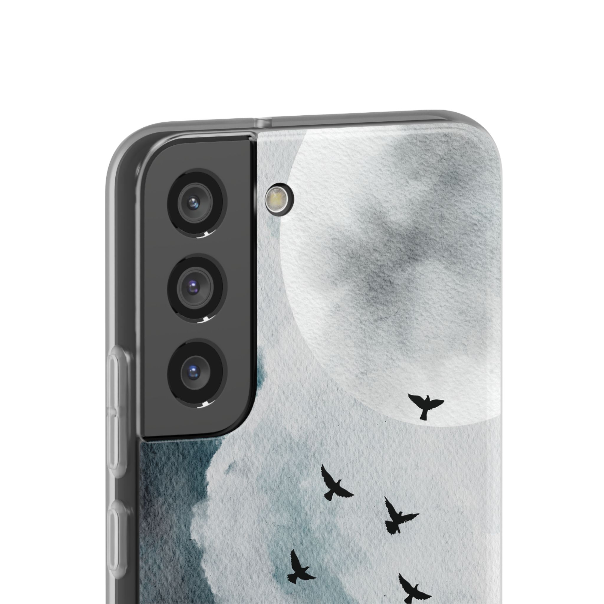 Enchanting Moon & Birds Flexi Case - Watercolor Sky Design - Image 136