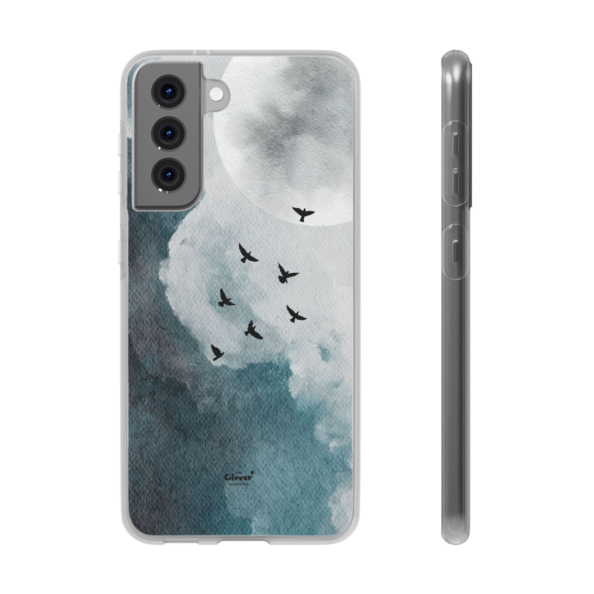 Enchanting Moon & Birds Flexi Case - Watercolor Sky Design - Image 102