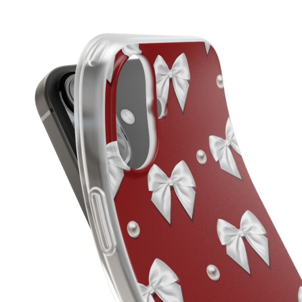 Flexi Case - Elegant Pearl & Bow Red Flexi Case - Holiday Gift for Fashion Lovers - Image 216
