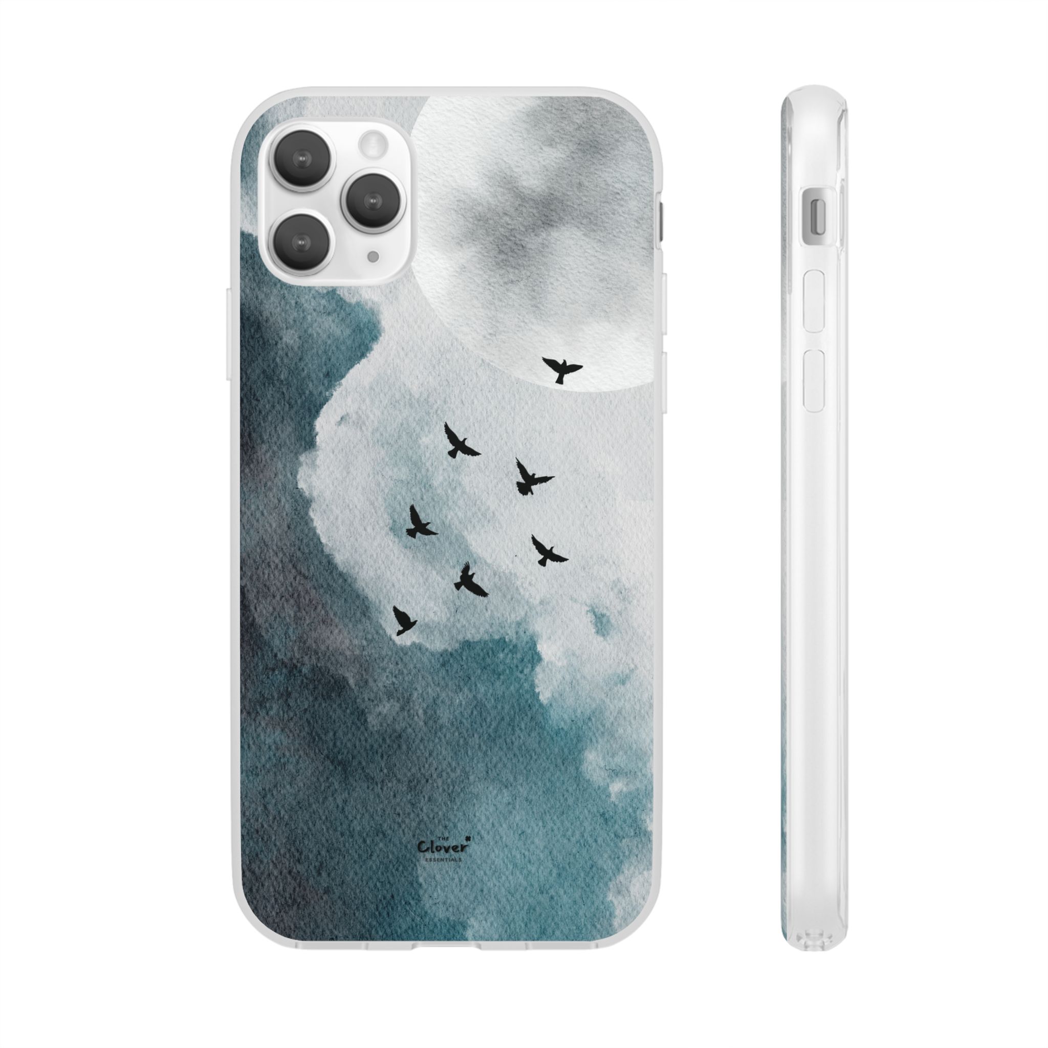 Enchanting Moon & Birds Flexi Case - Watercolor Sky Design - Image 38