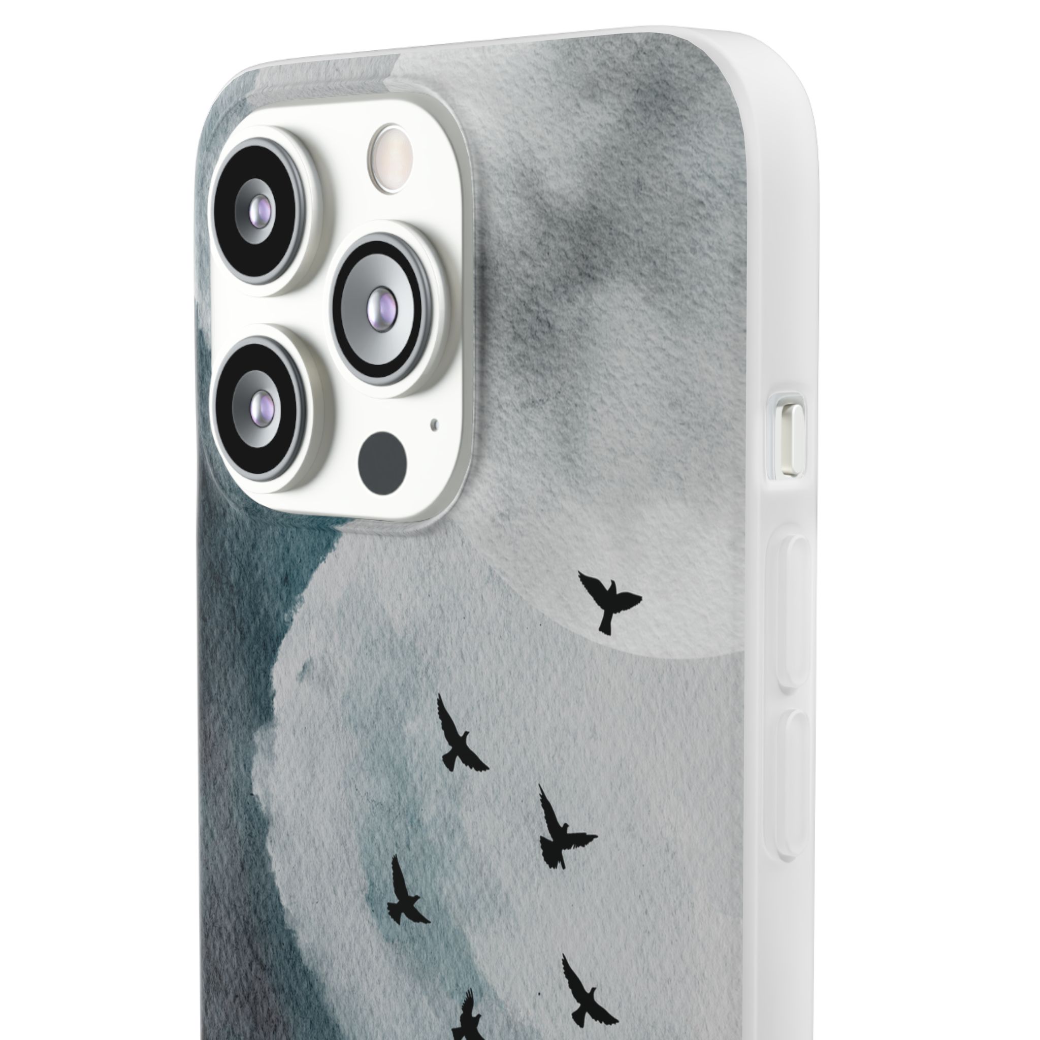 Enchanting Moon & Birds Flexi Case - Watercolor Sky Design - Image 81