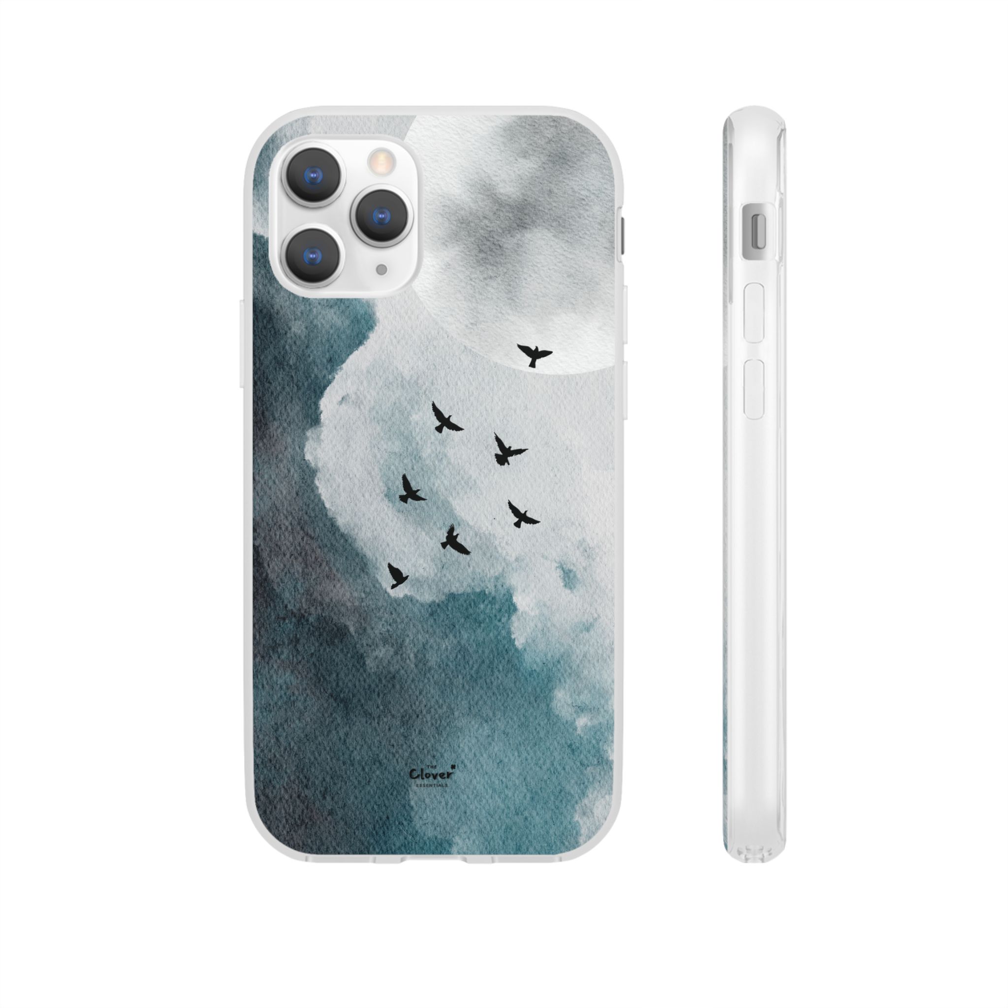 Enchanting Moon & Birds Flexi Case - Watercolor Sky Design - Image 16