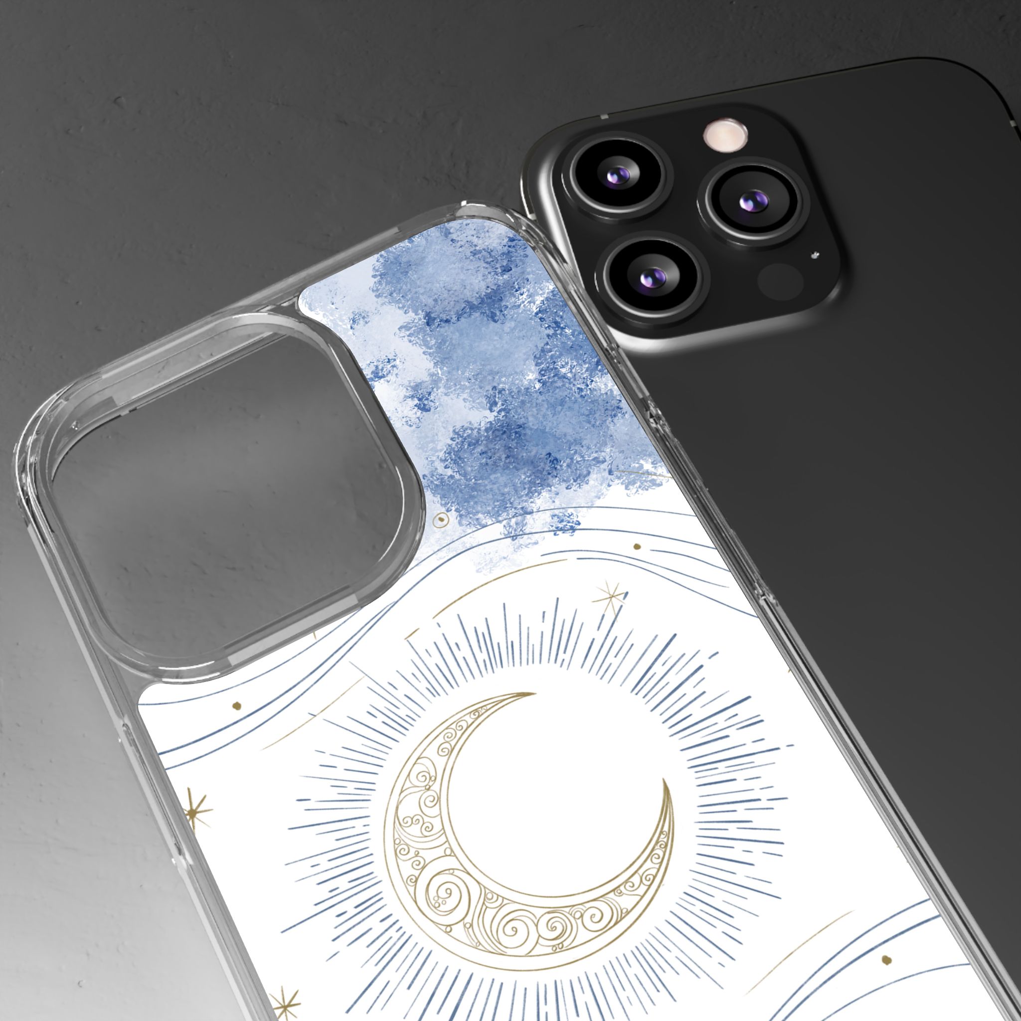 Celestial Flow – Moonlight Magic Clear Phone Case - Image 55