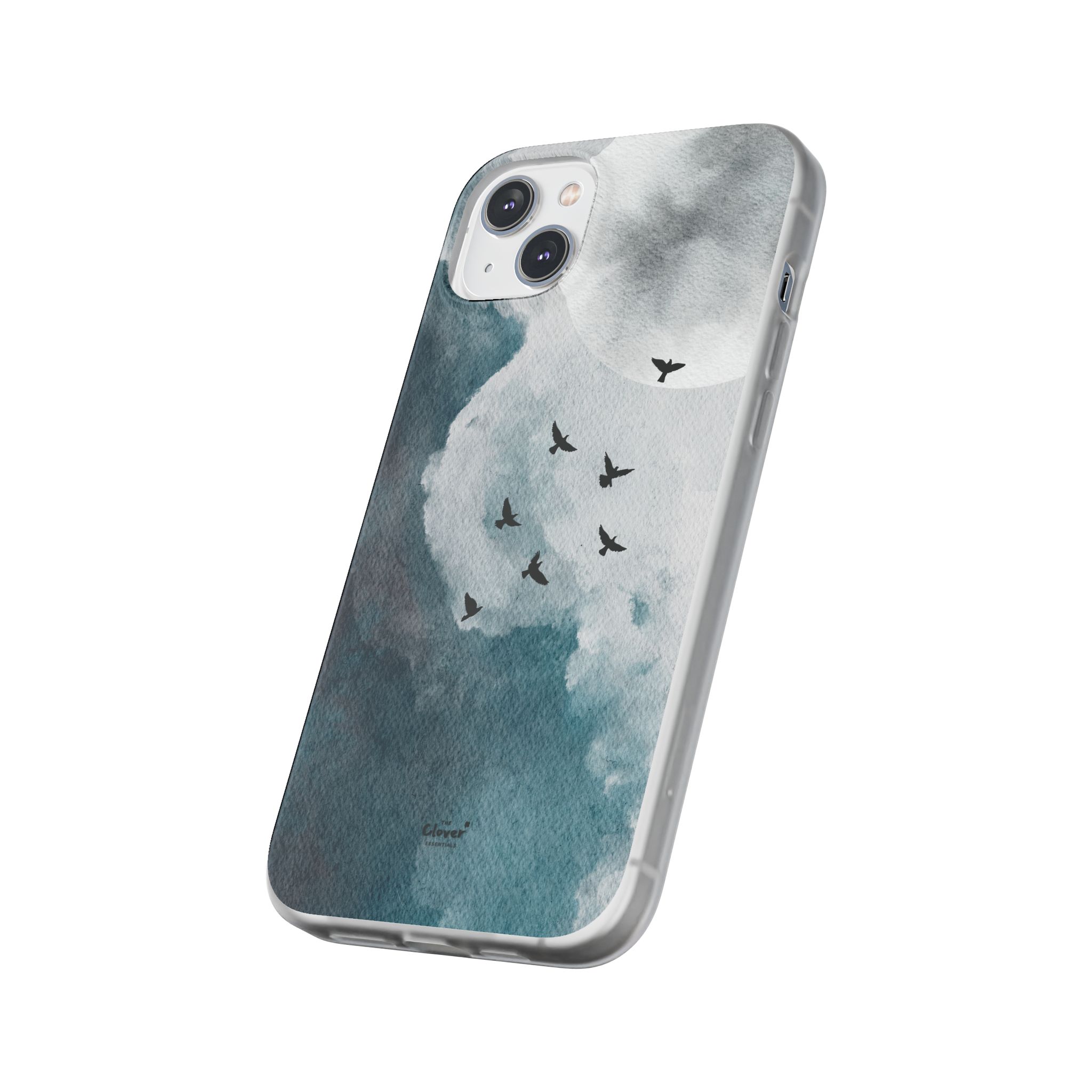 Enchanting Moon & Birds Flexi Case - Watercolor Sky Design - Image 183