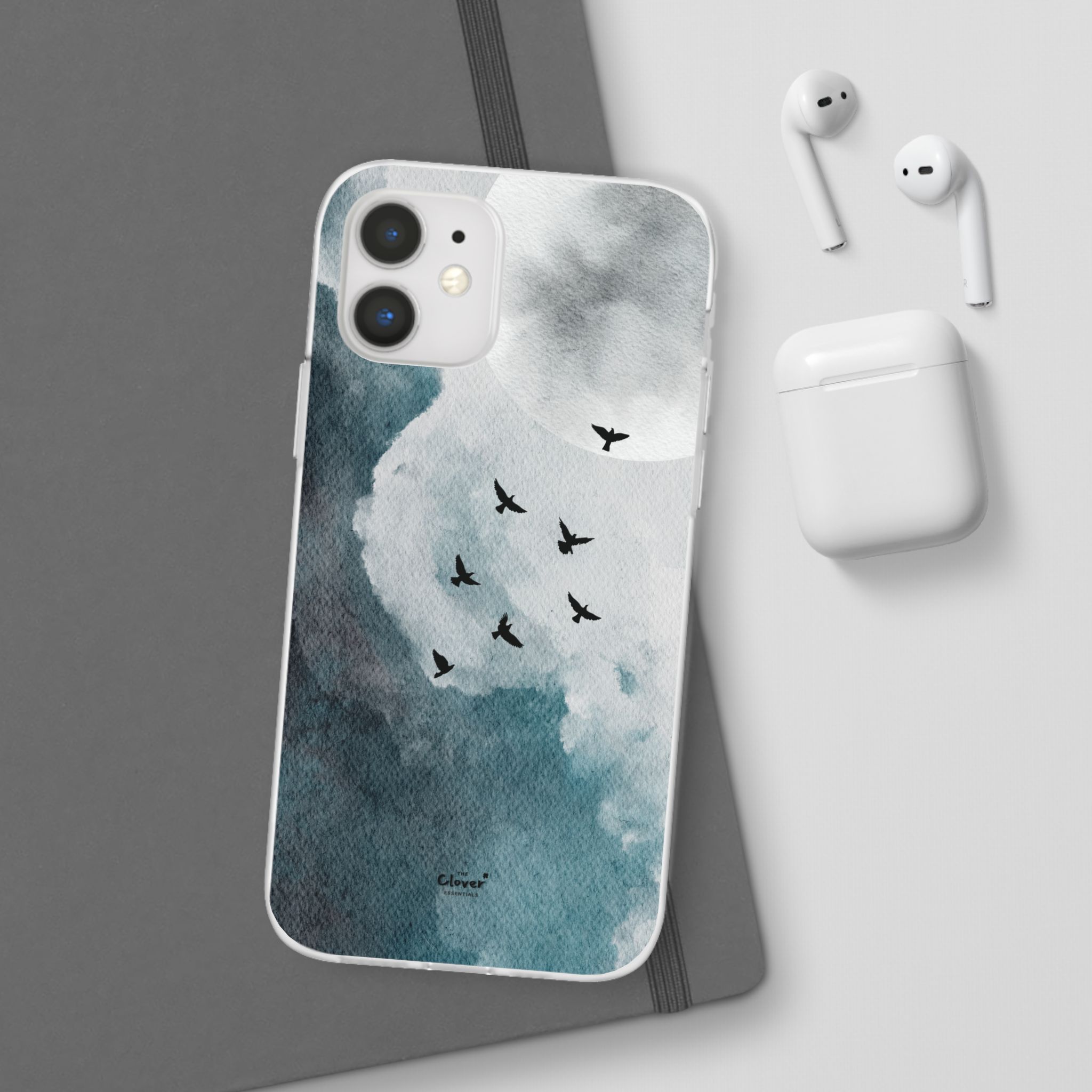 Enchanting Moon & Birds Flexi Case - Watercolor Sky Design - Image 27