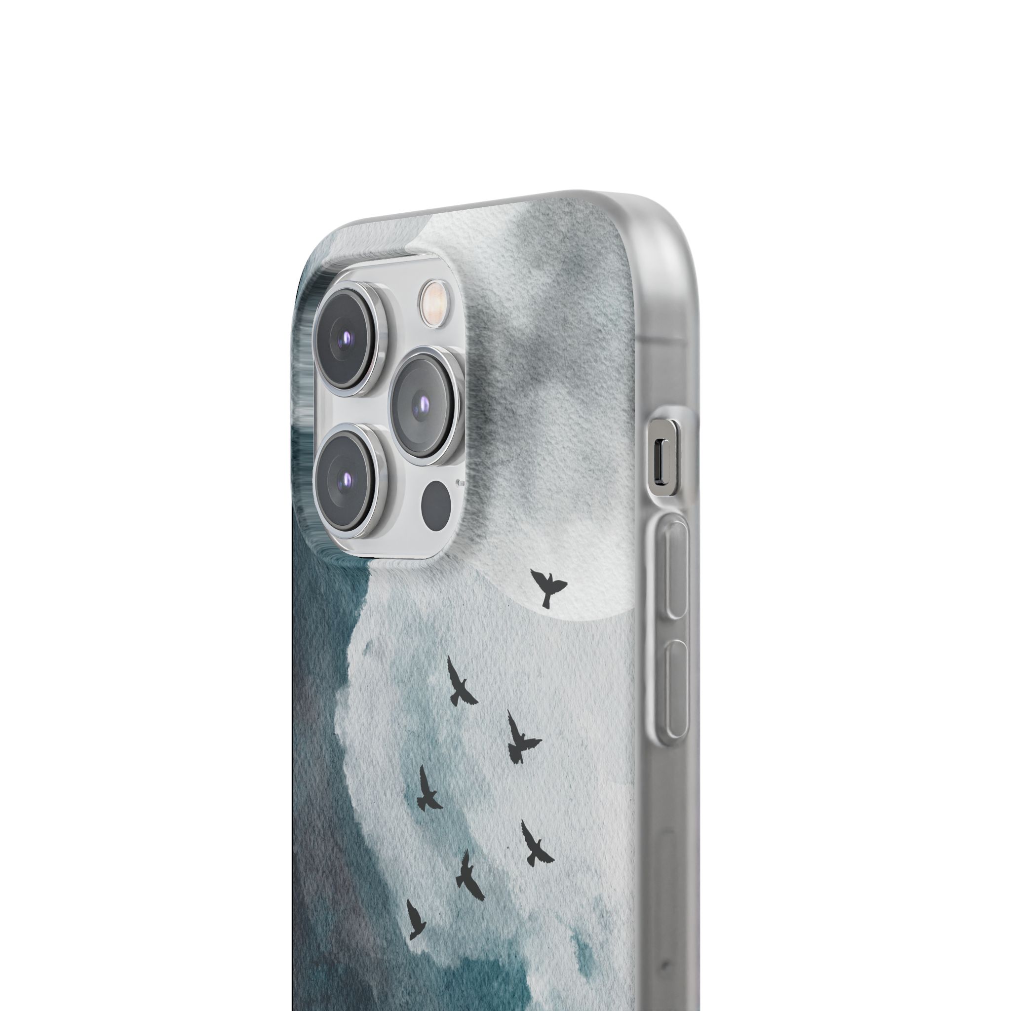 Enchanting Moon & Birds Flexi Case - Watercolor Sky Design - Image 149