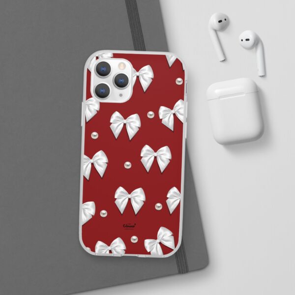 Flexi Case - Elegant Pearl & Bow Red Flexi Case - Holiday Gift for Fashion Lovers - Image 9