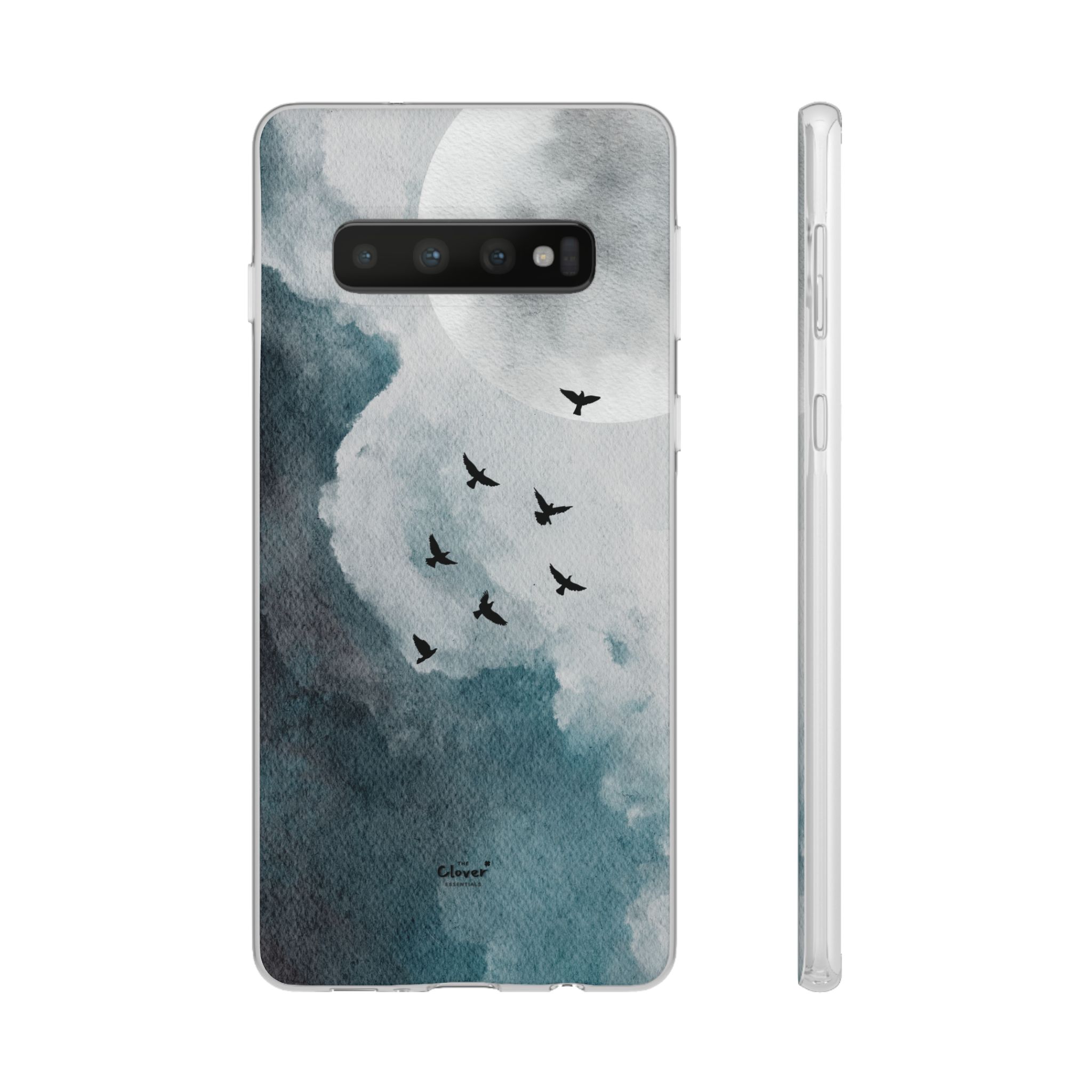Enchanting Moon & Birds Flexi Case - Watercolor Sky Design - Image 66