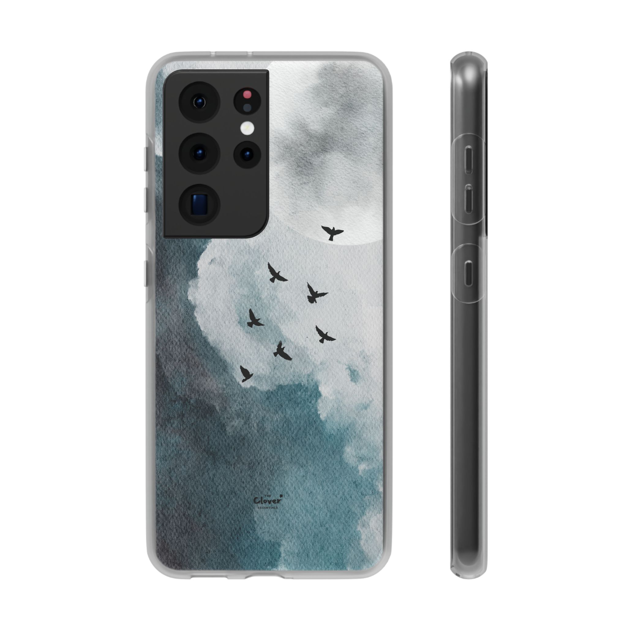 Enchanting Moon & Birds Flexi Case - Watercolor Sky Design - Image 108