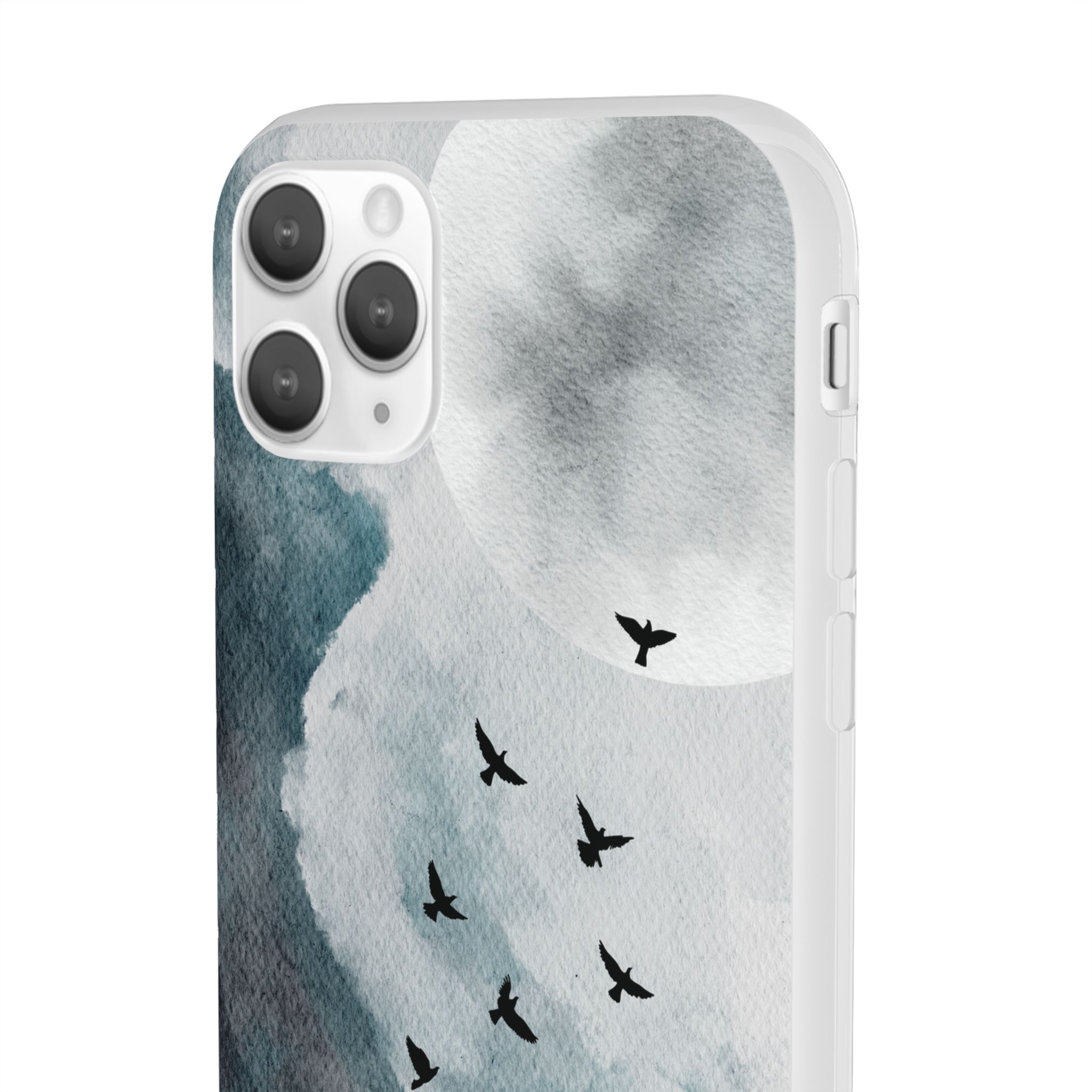 Enchanting Moon & Birds Flexi Case - Watercolor Sky Design - Image 39
