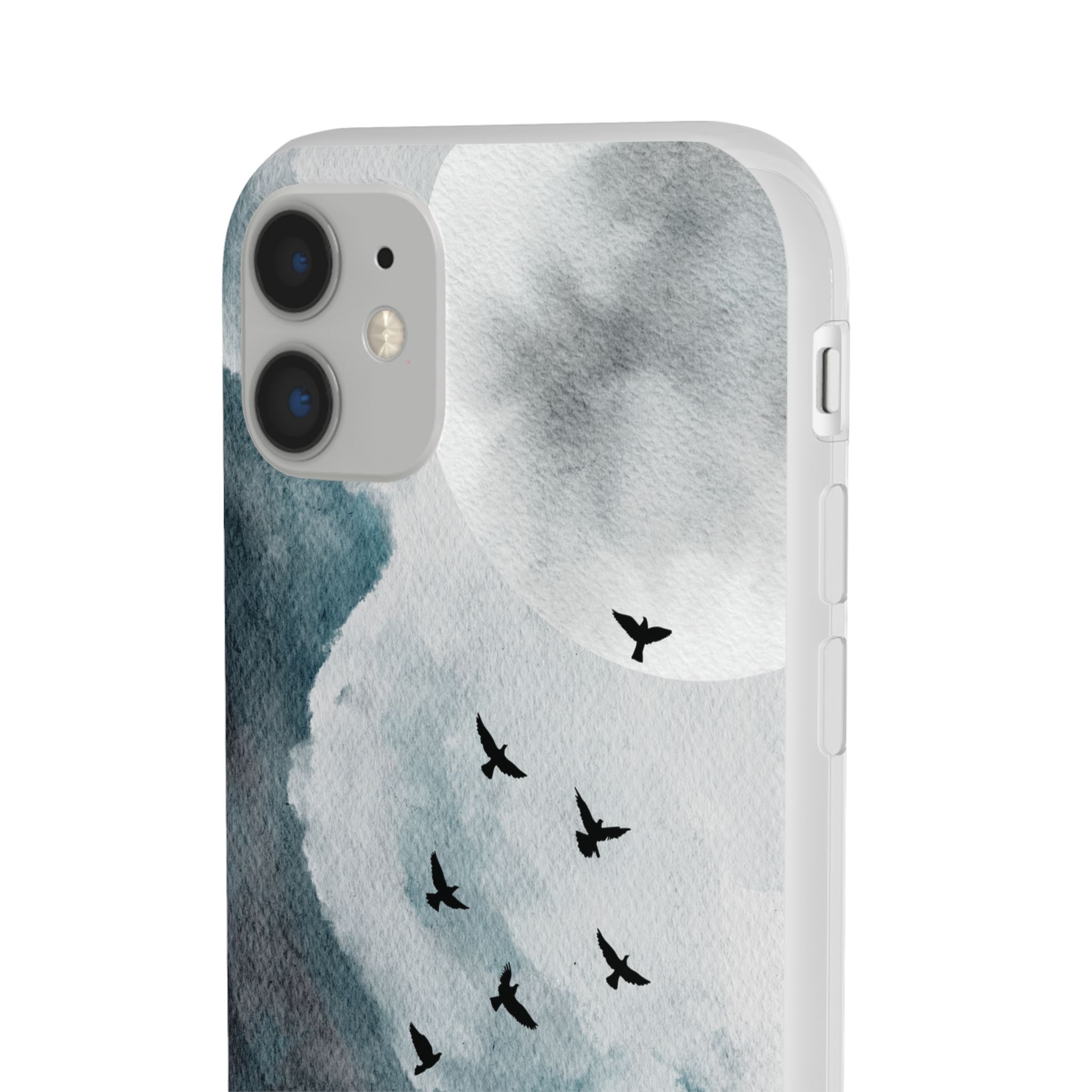Enchanting Moon & Birds Flexi Case - Watercolor Sky Design - Image 47