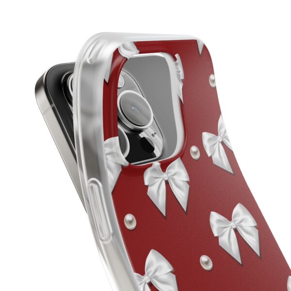 Flexi Case - Elegant Pearl & Bow Red Flexi Case - Holiday Gift for Fashion Lovers - Image 213